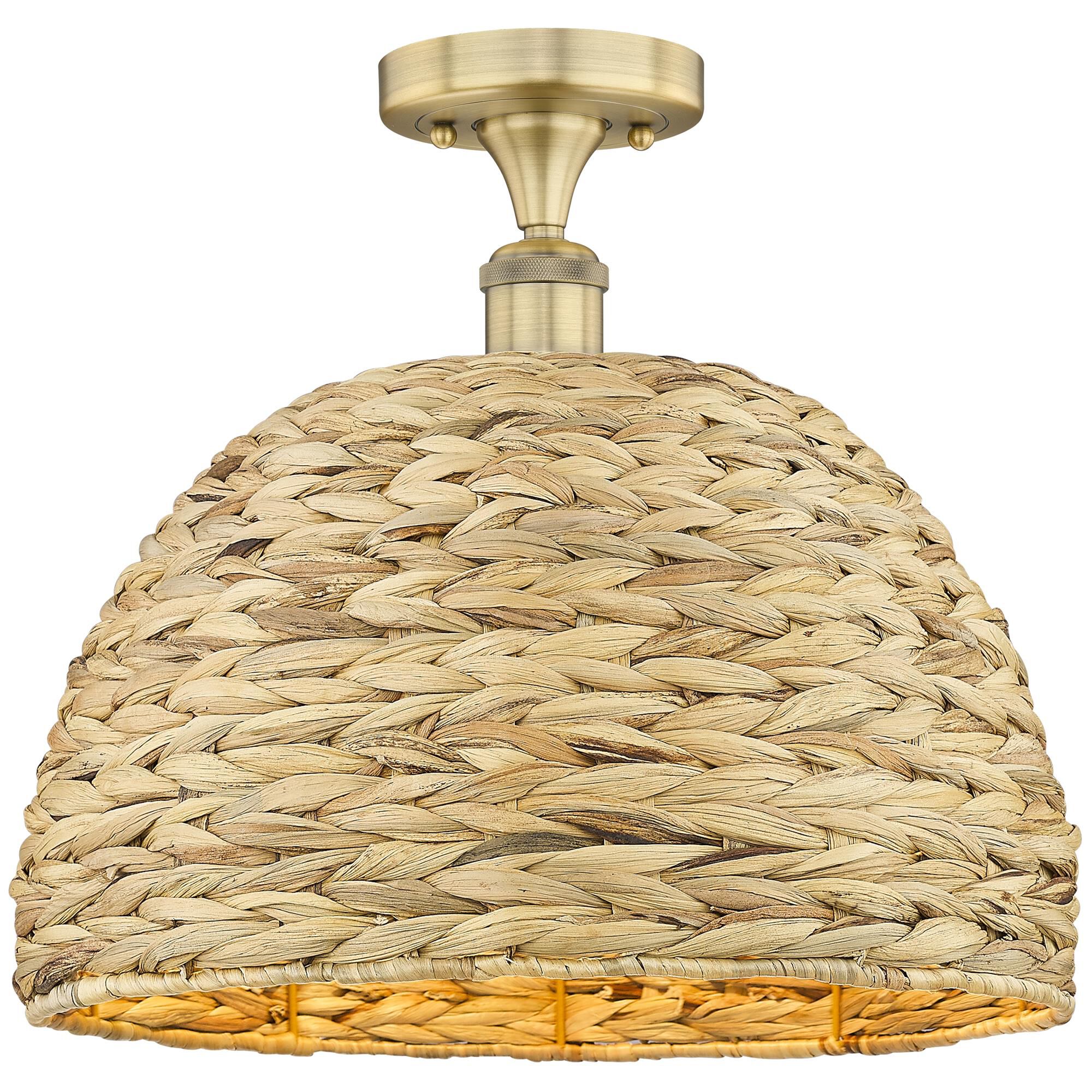 Shown in Brushed Brass finish and Natural shade