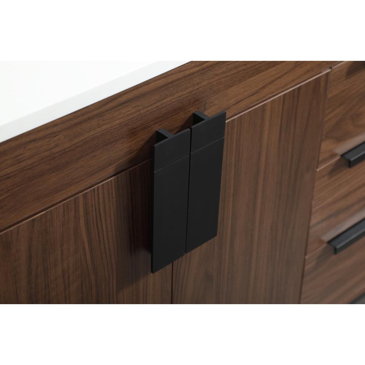 Shown in Walnut finish and Without Backsplash accent