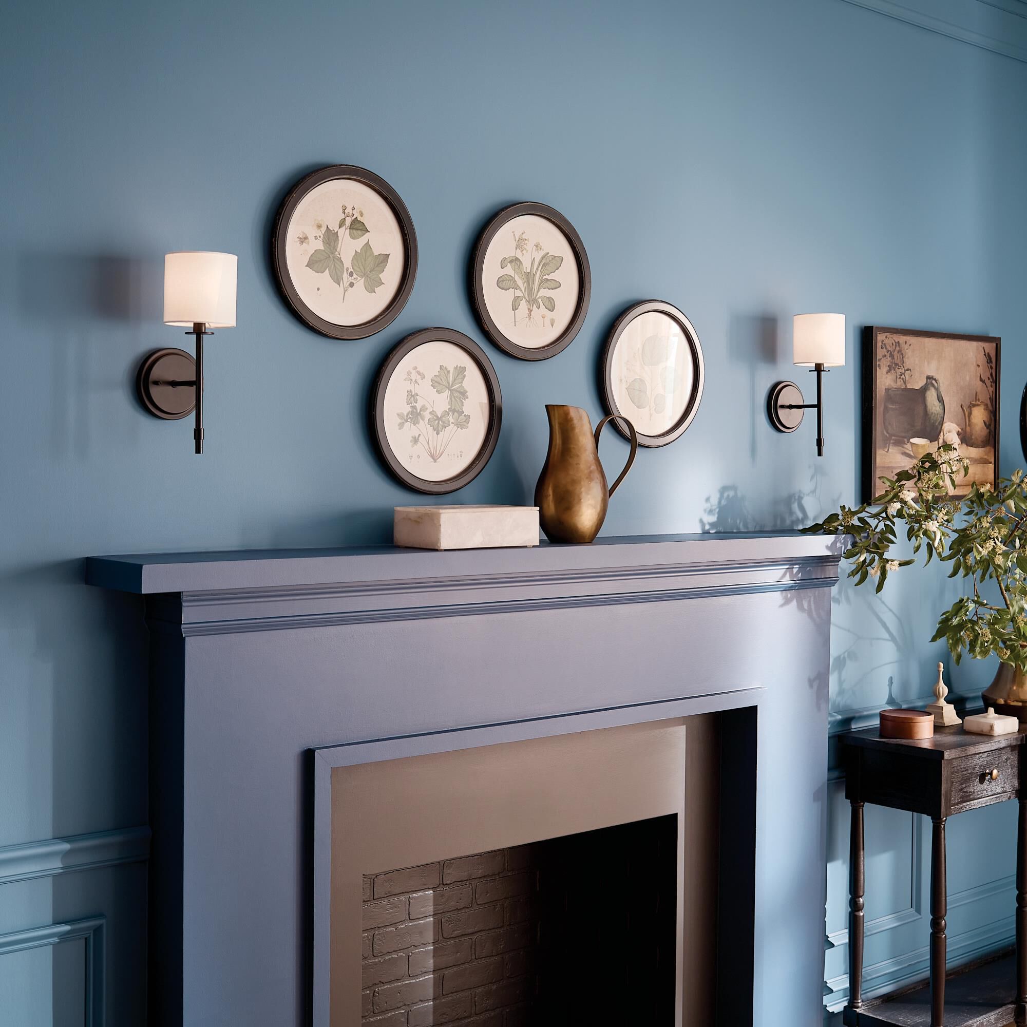 Shown in Black finish and Fabric and Drum shade