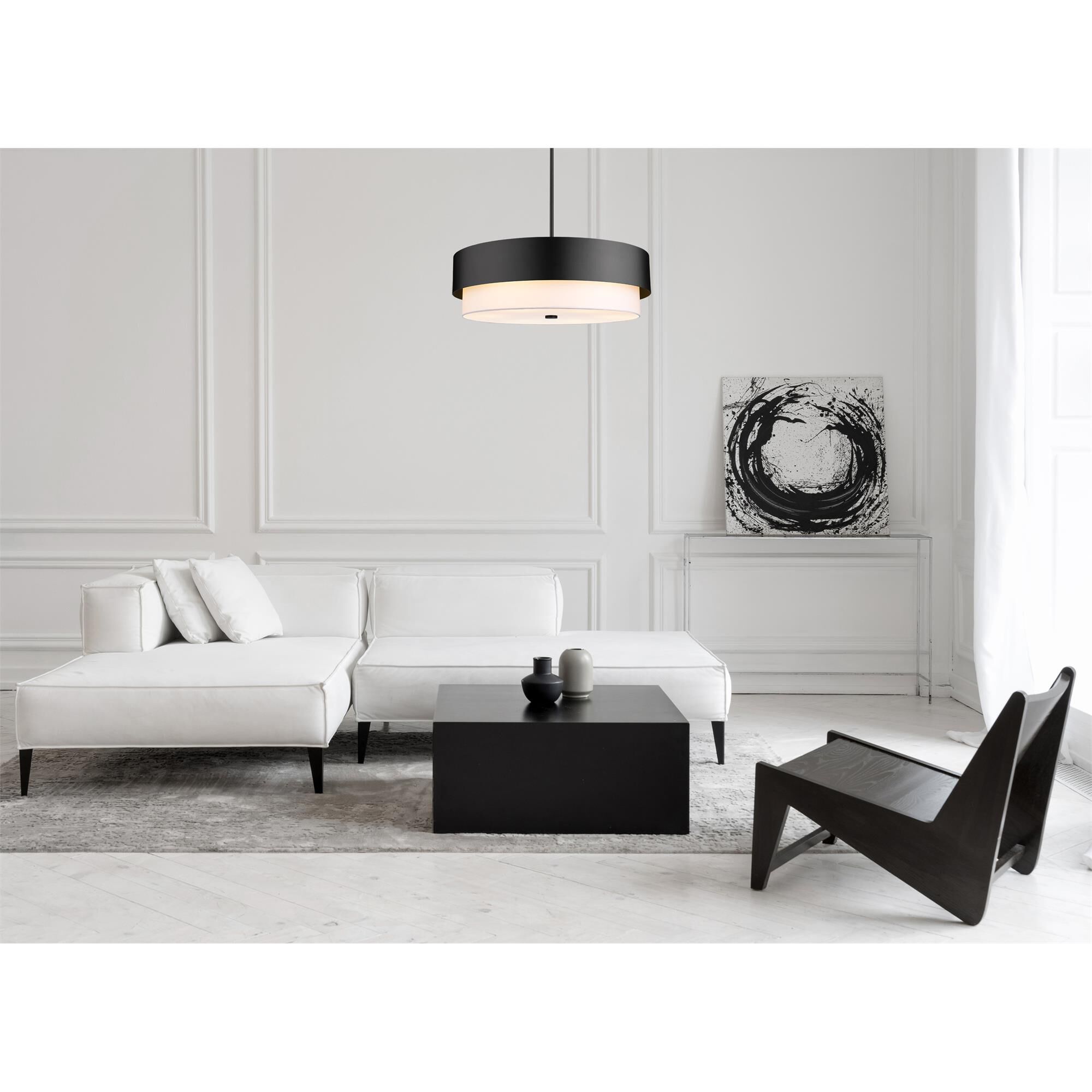 Shown in Matte Black finish and White glass