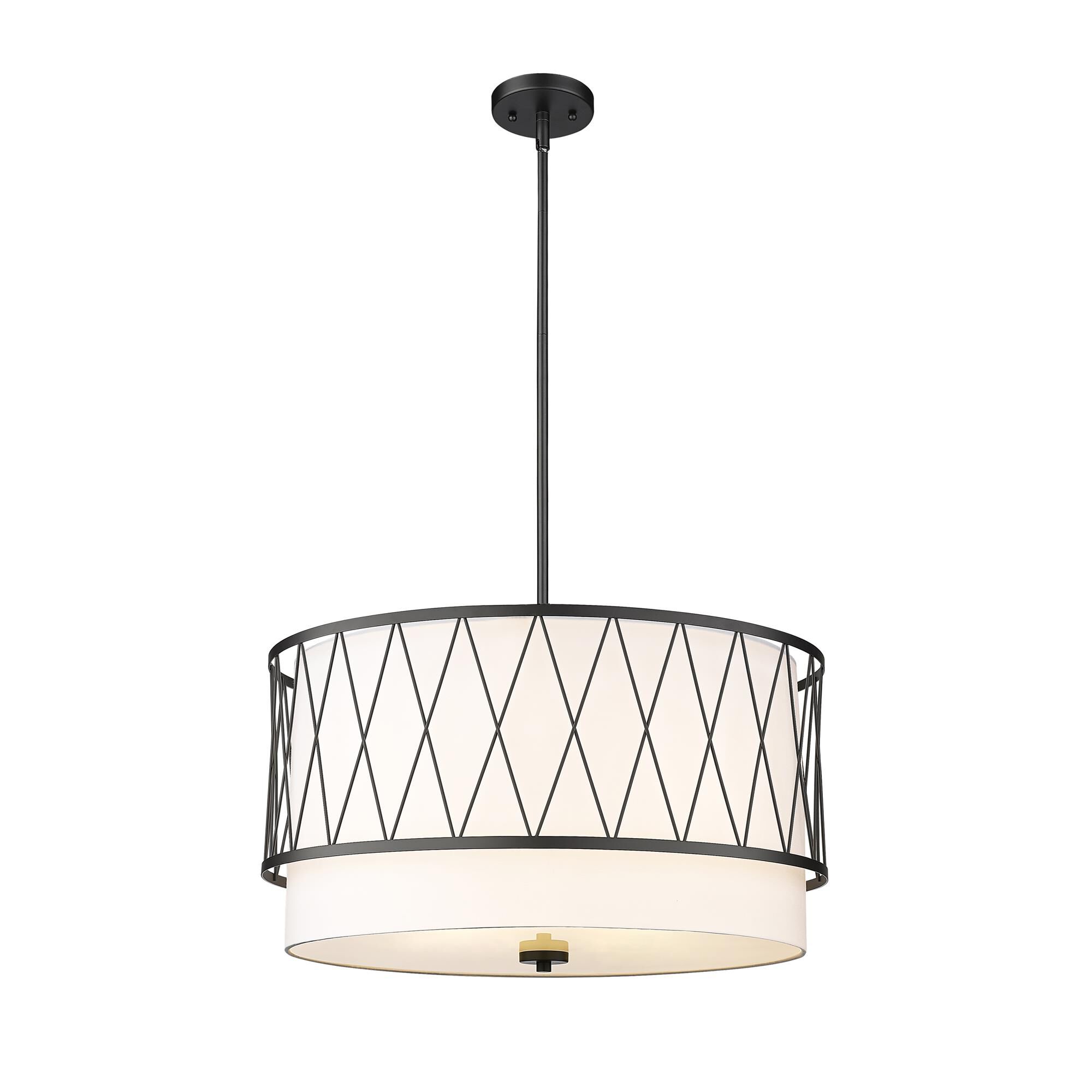 Shown in Matte Black finish and White glass and White shade