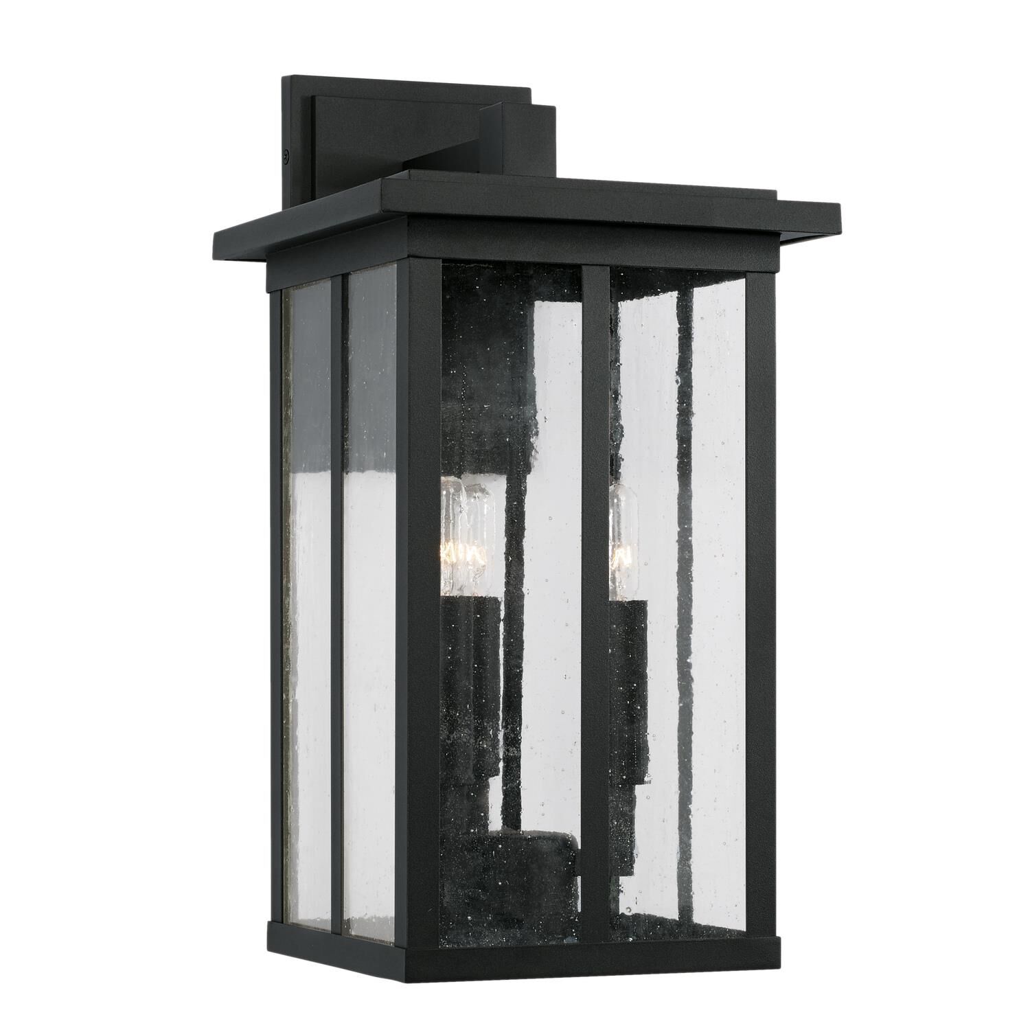 Shown in Black finish and Antiqued glass