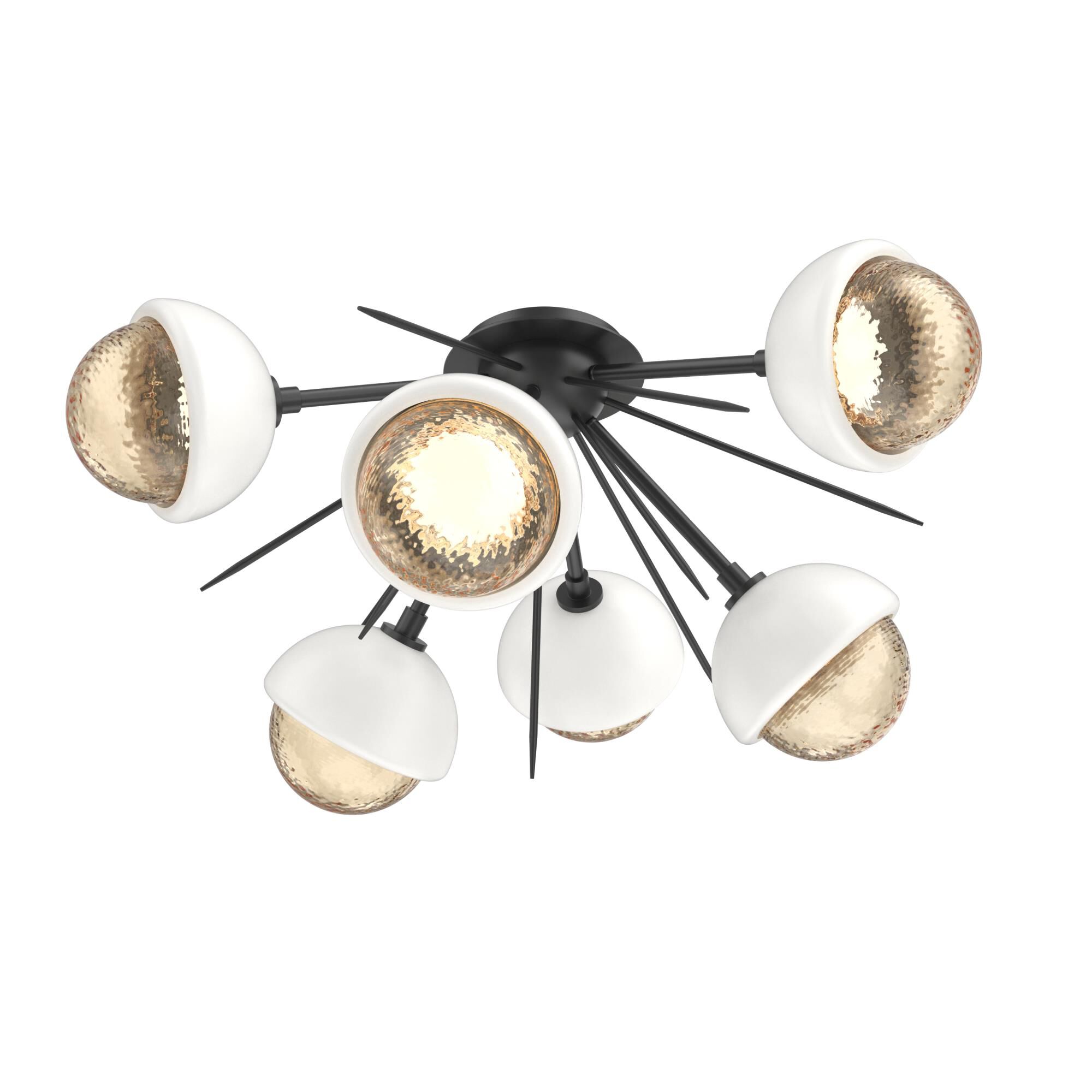 Shown in Matte Black finish and Amber glass and Salt White accent