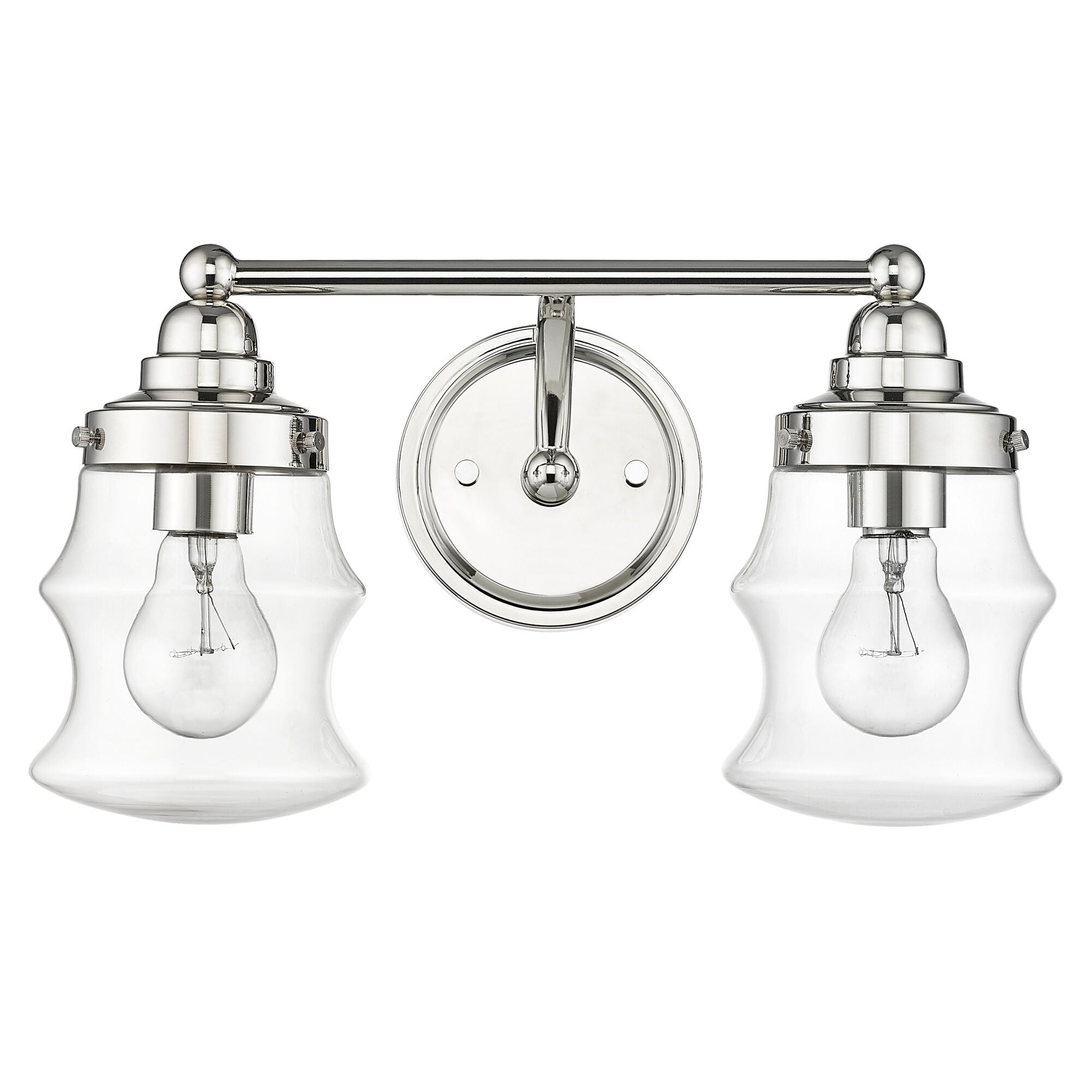 Shown in Polished Nickel finish and Clear Glass shade