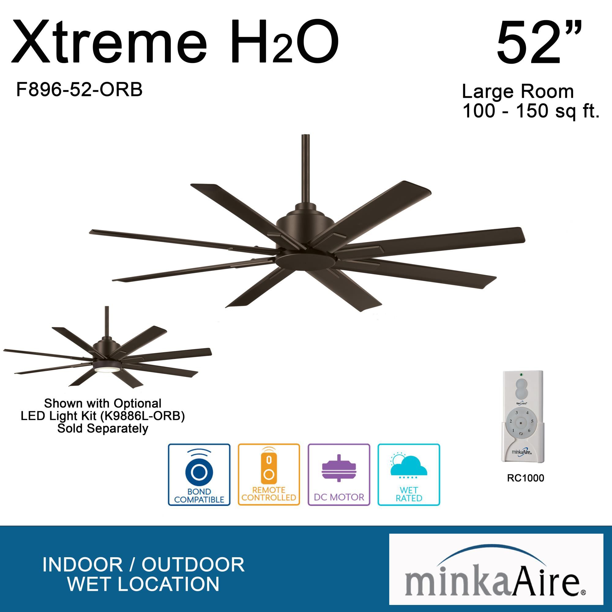 Xtreme H2O Outdoor Rated 52 Inch Ceiling Fan by Minka Aire