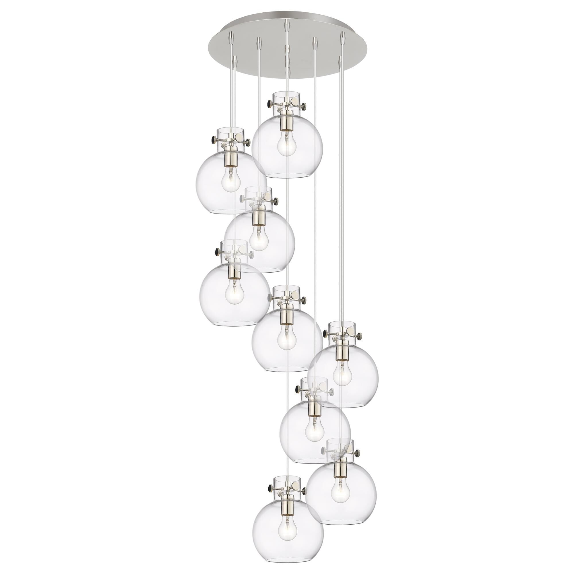 Shown in Polished Nickel finish and Clear glass and Clear Glass shade