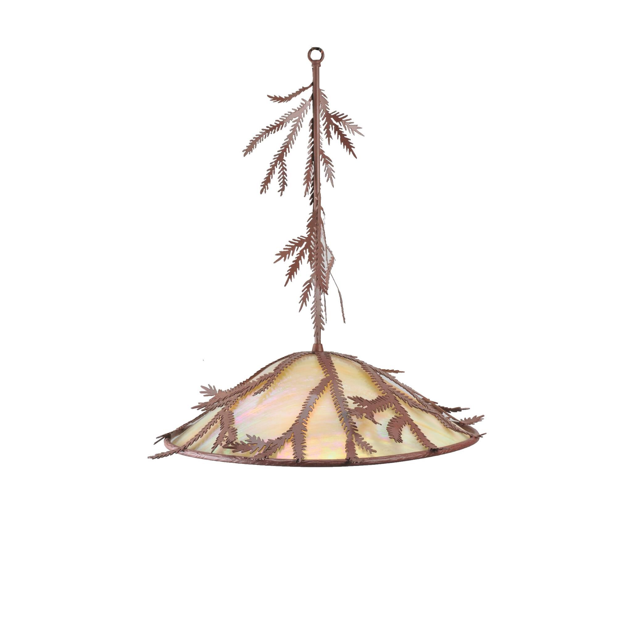 Shown in Rust Finish finish and Beige Iridescent glass