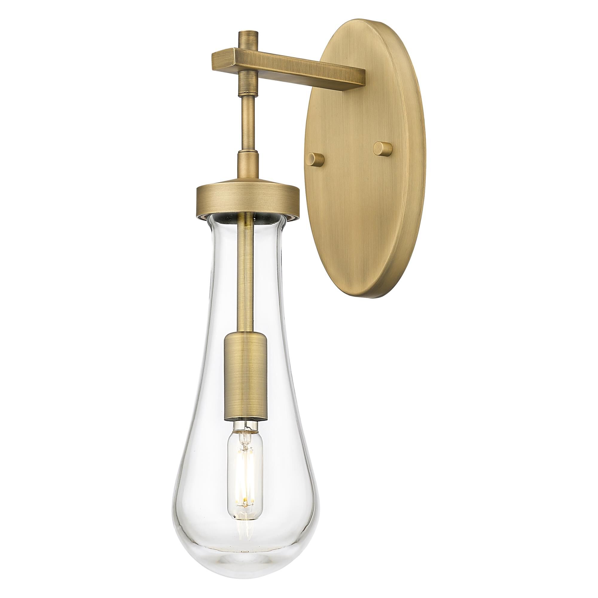 Shown in Brushed Brass finish and Clear glass