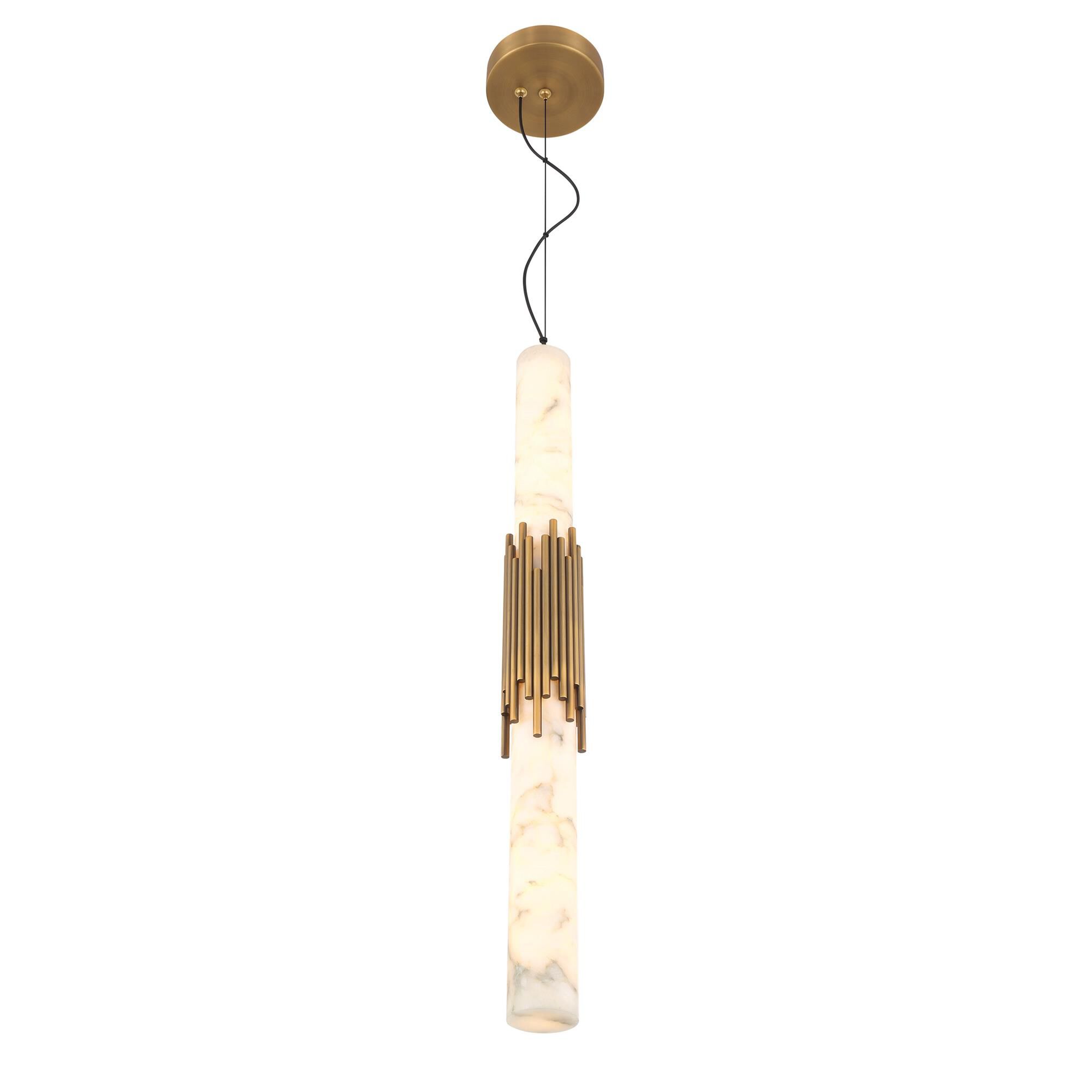 Shown in Antique Brass finish and Alabaster glass