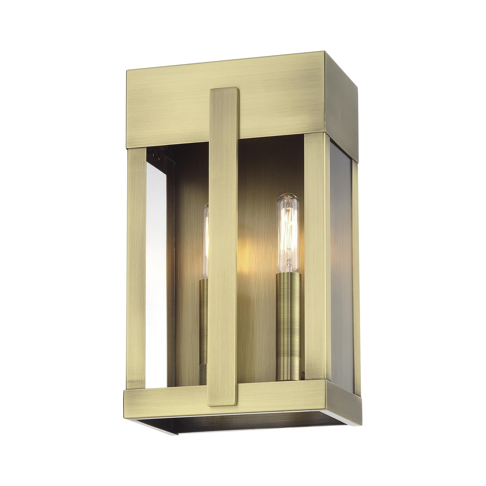 Shown in Antique Brass finish and Clear glass
