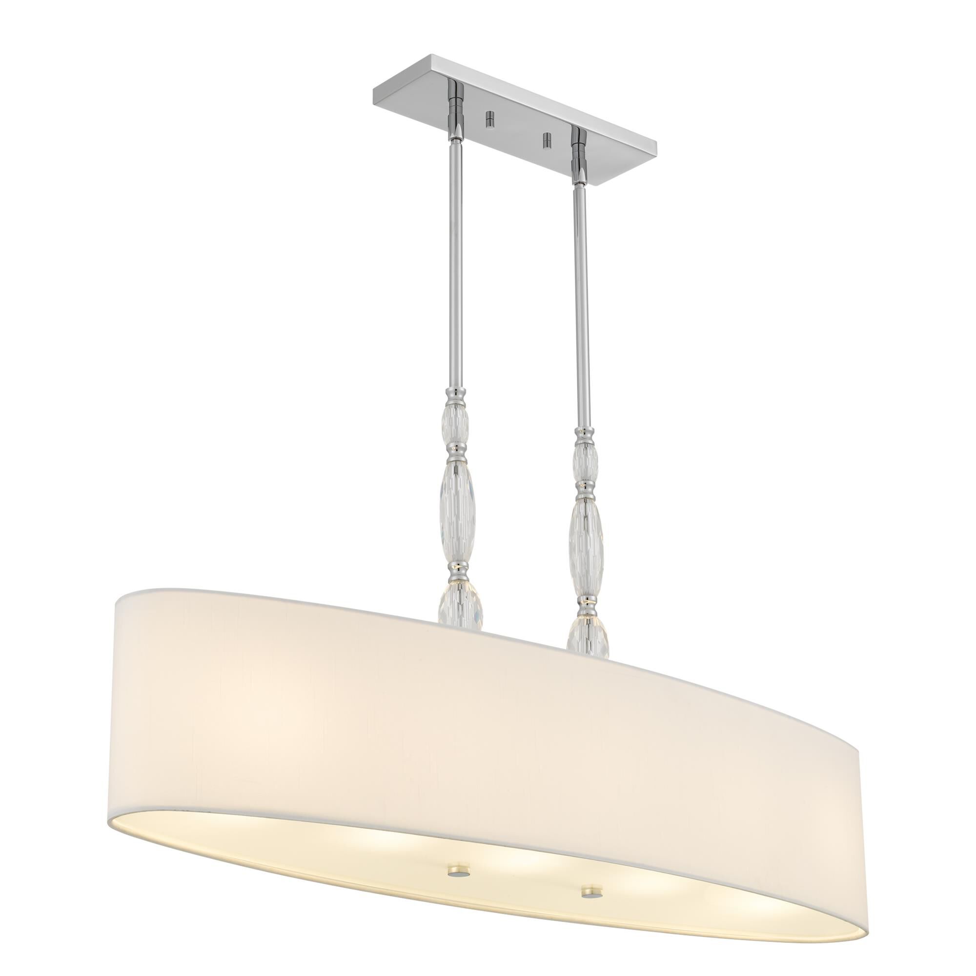 Shown in Polished Chrome finish and White Linen Fabric shade