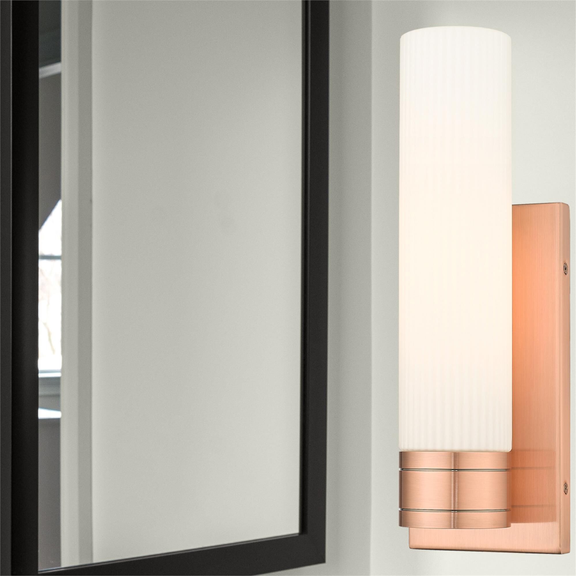 Shown in Antique Copper finish and Striped White glass