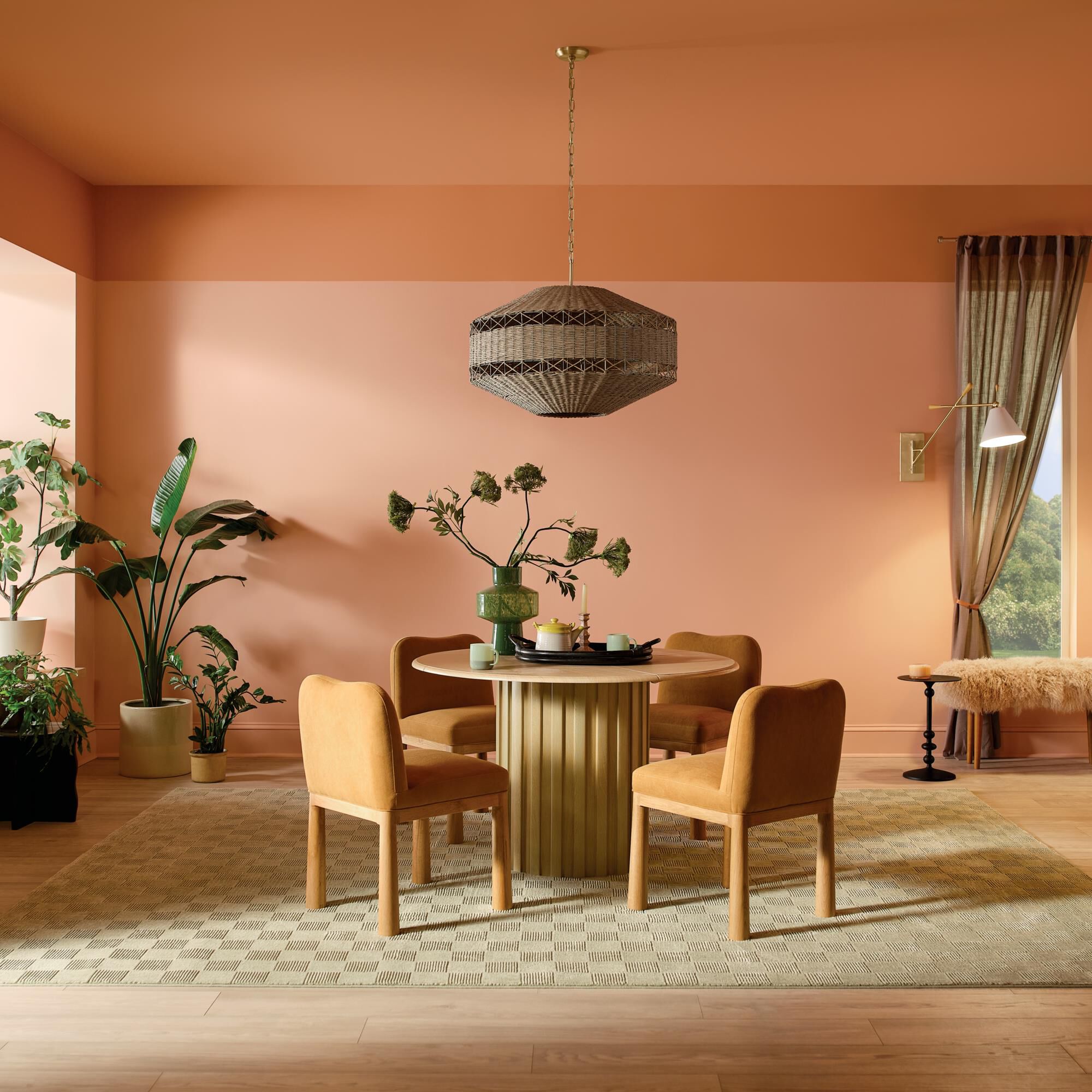 Shown in Champagne Bronze finish and Natural Fibers Textured shade