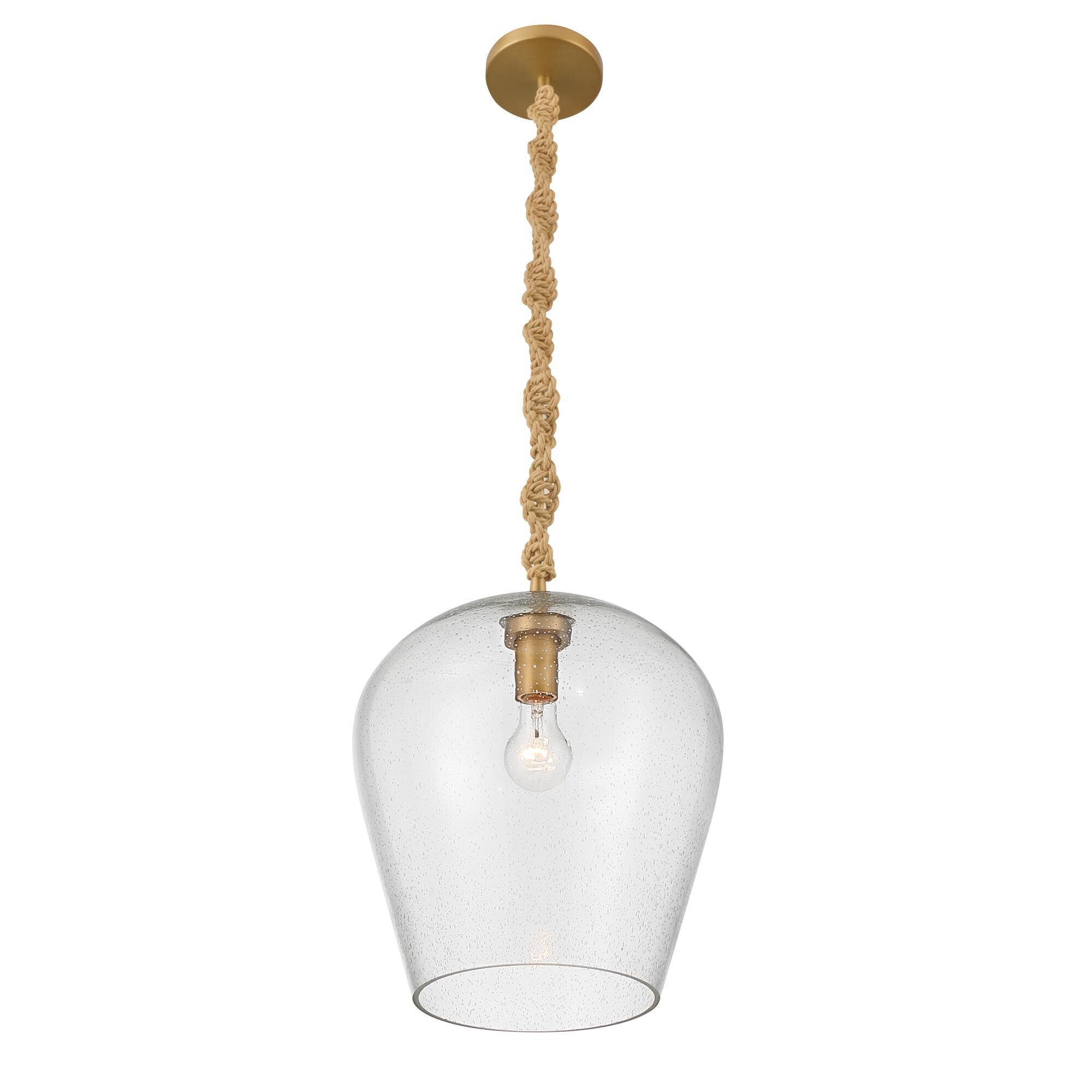Shown in Legacy Brass finish and Clear Seeded glass