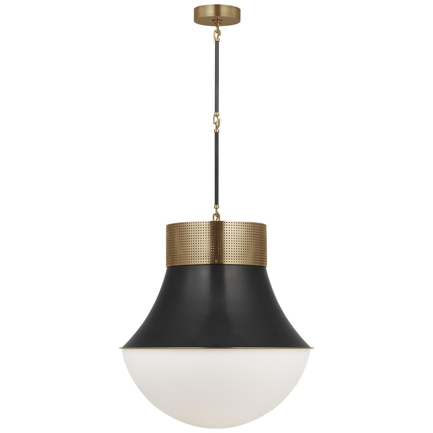 Shown in Antique Burnished Brass and Bronze finish and White glass