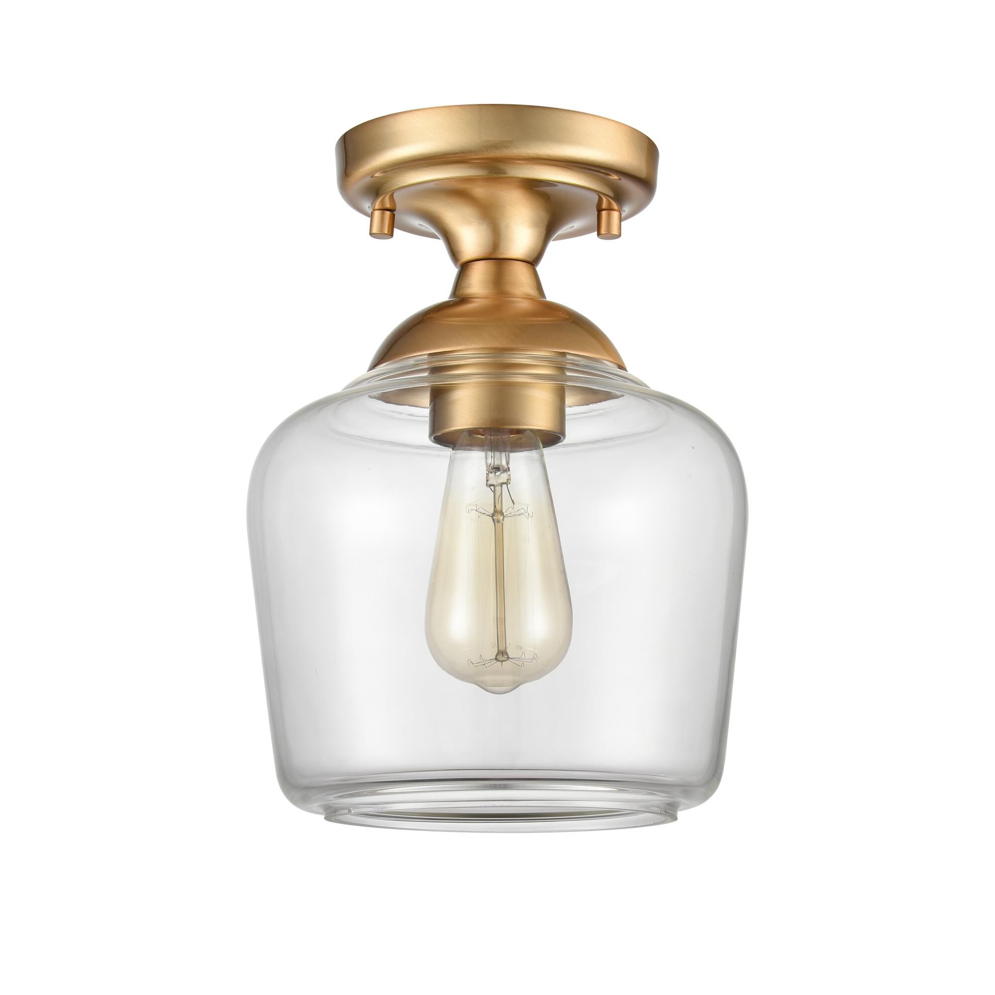 Shown in Gold finish and Clear glass