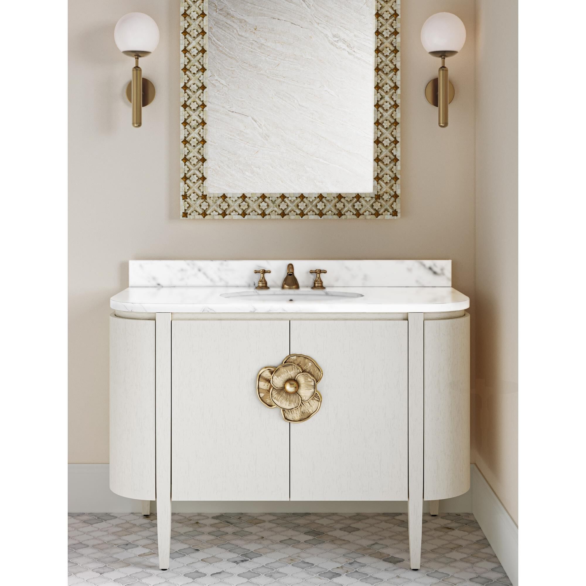 Shown in Antique Brass/White finish