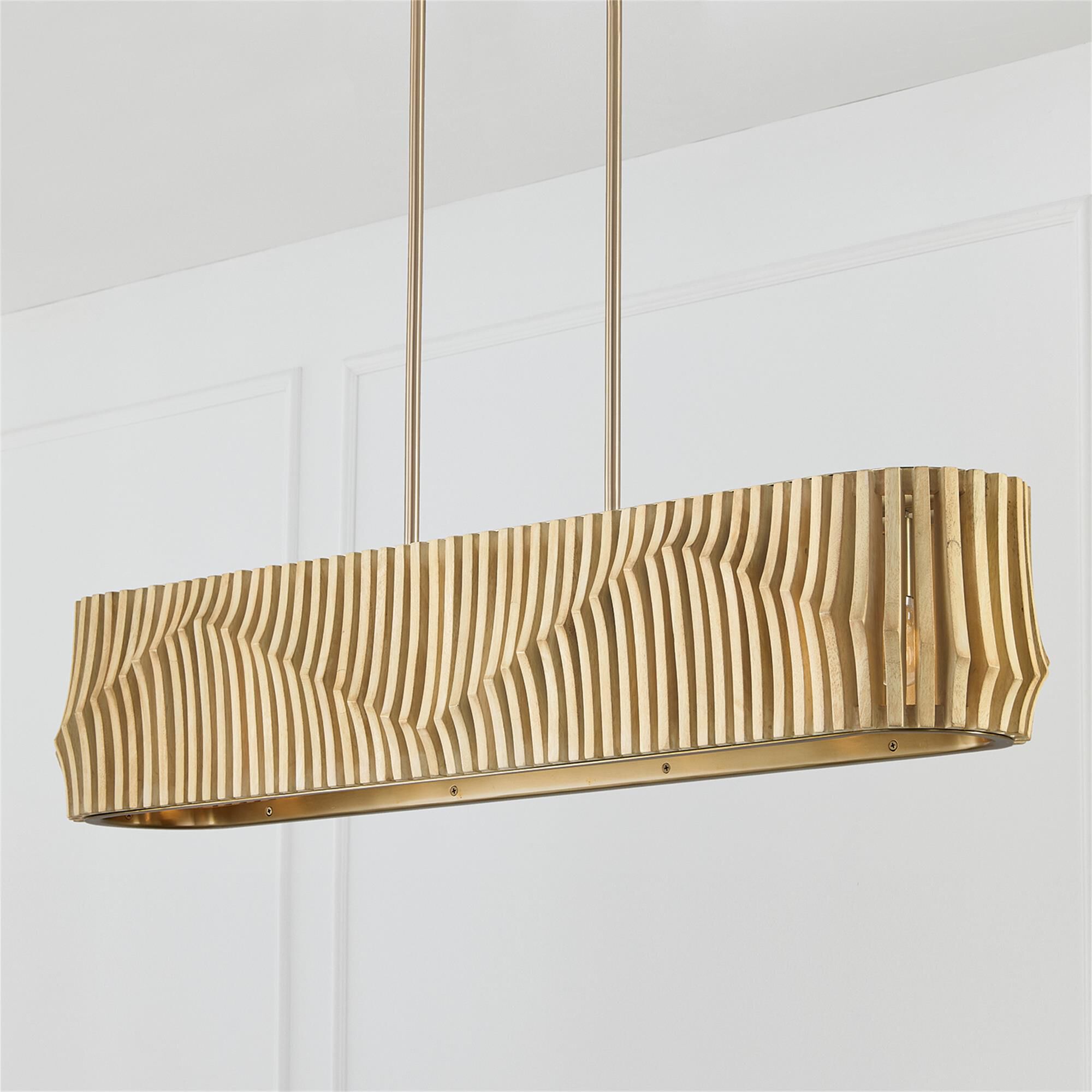 Shown in Blonde Wood And Matte Brass finish