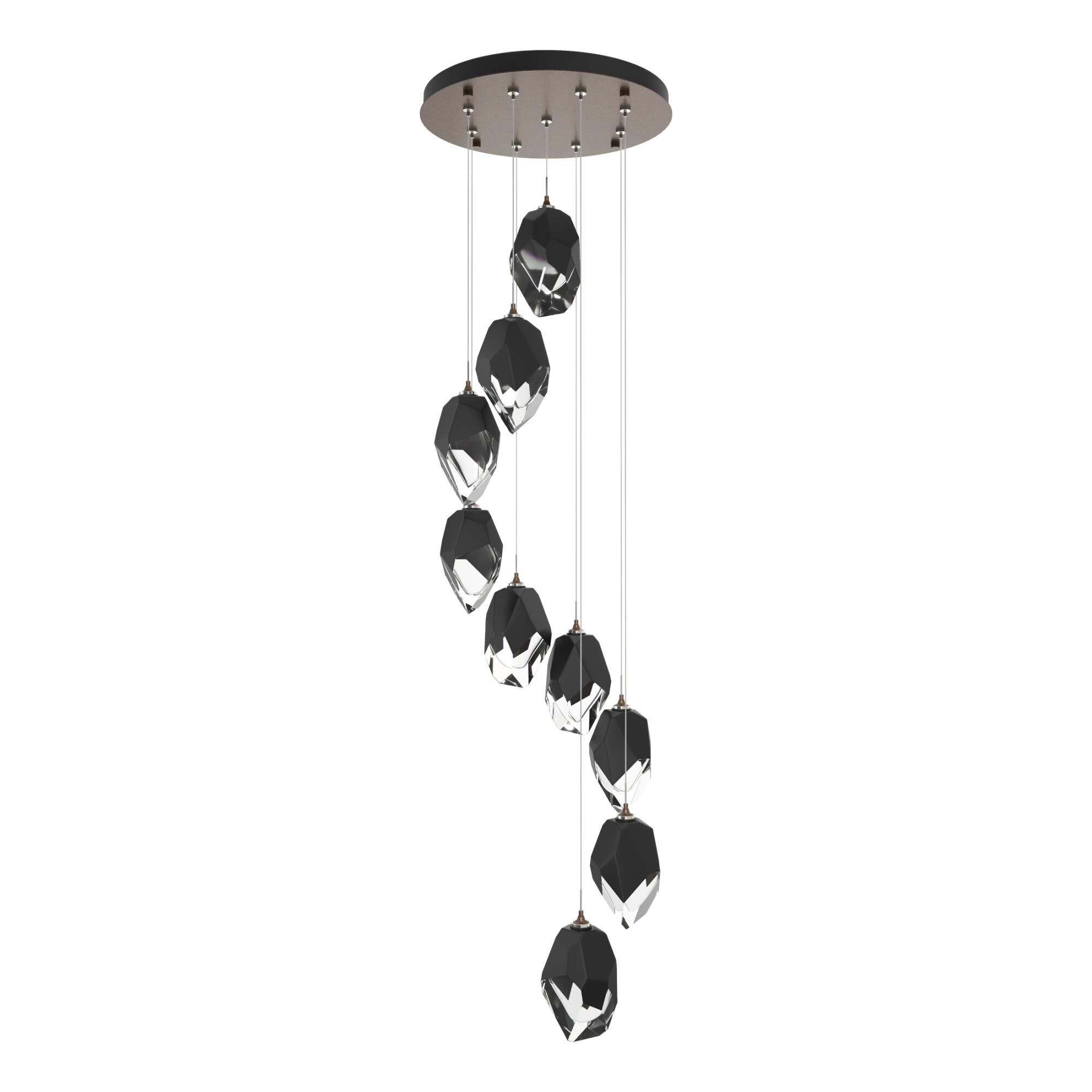 Shown in Bronze finish and Black glass and Black Glass shade