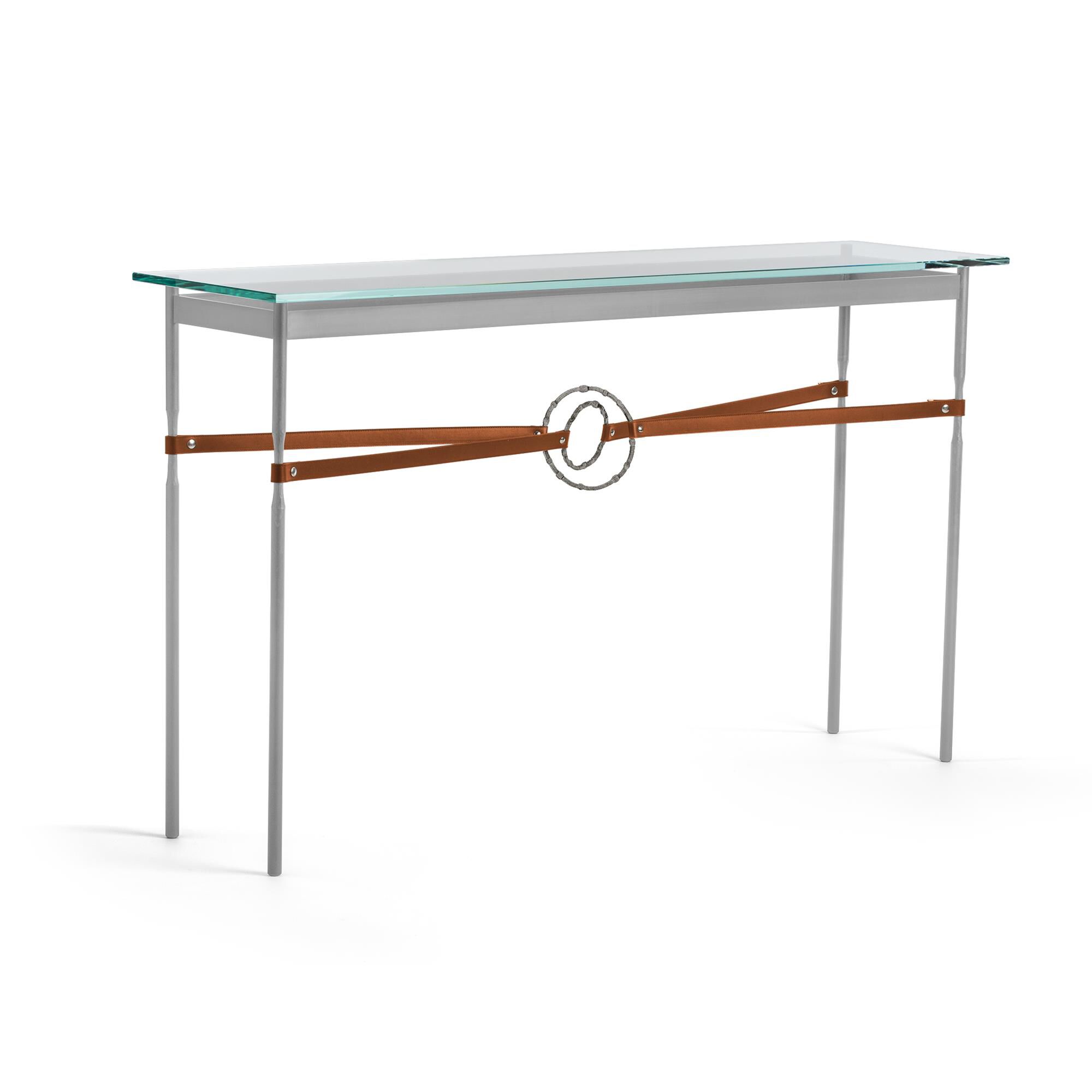 Shown in Vintage Platinum finish and Natural Iron with Leather Chestnut  accent