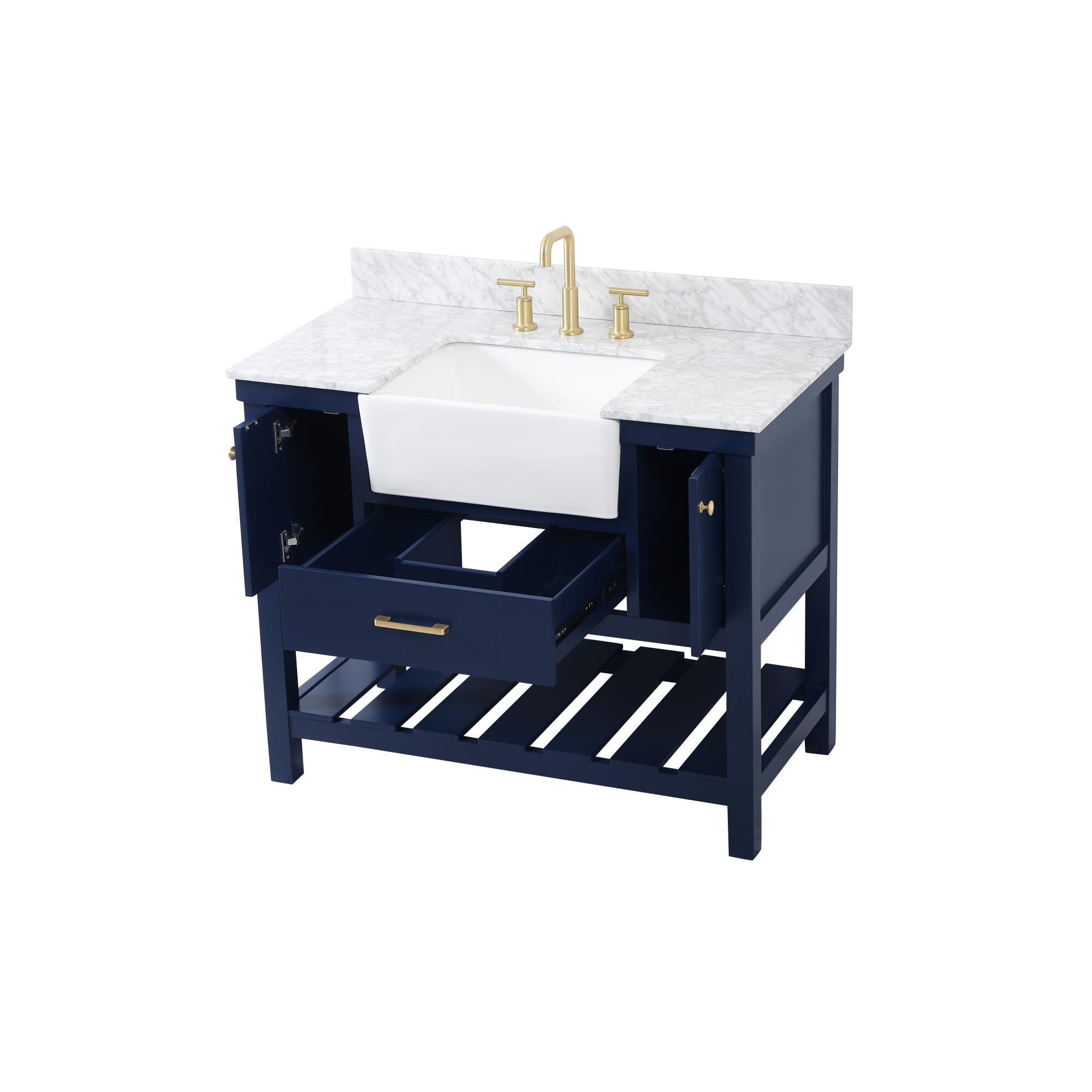 Shown in Blue finish and With Backsplash accent