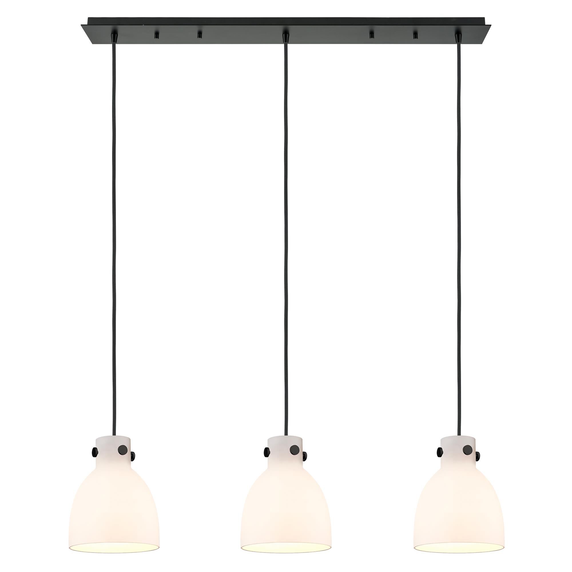 Shown in Matte Black finish and White glass and White Glass shade