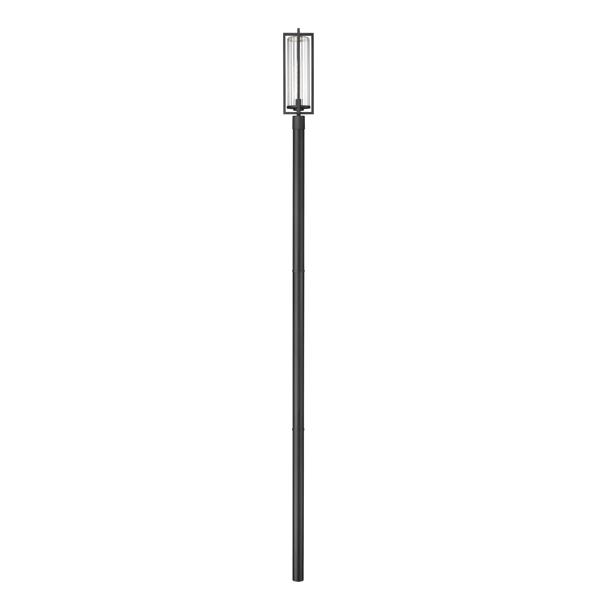 Shown in Black finish and Clear Ribbed glass and Clear Ribbed shade
