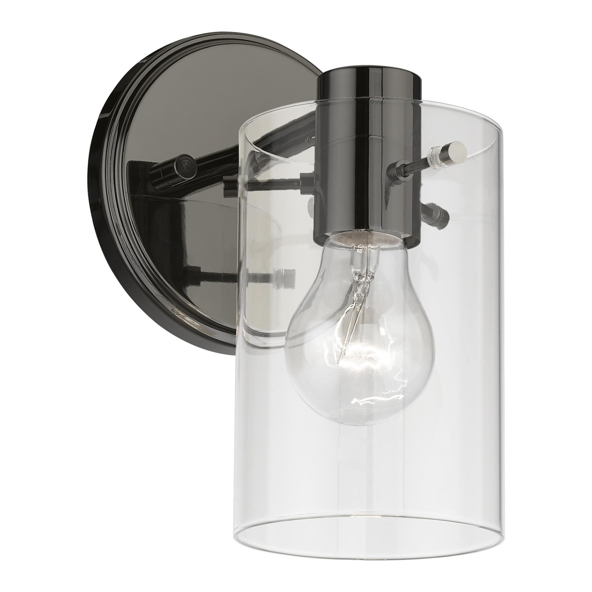 Shown in Black Chrome finish and Clear glass