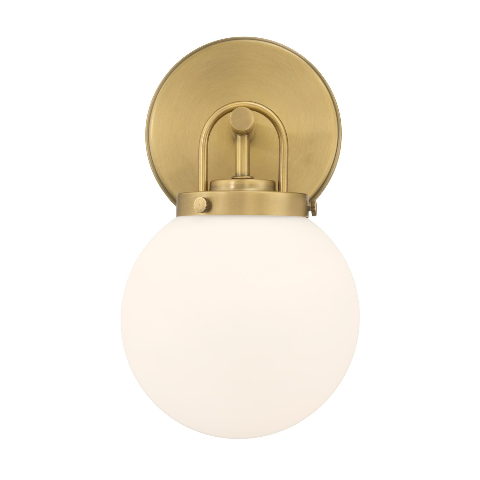 Shown in Legacy Brass finish and Etched White glass