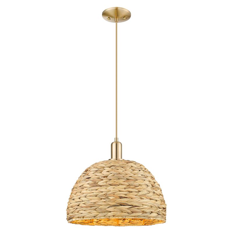 Bruno Marashlian Woven Rattan 16 Inch Large Pendant by Innovations Lighting