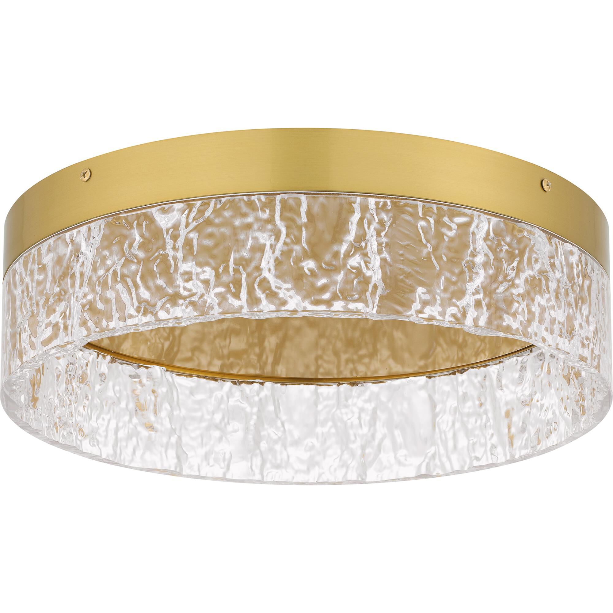 Shown in Brushed Gold finish and Clear Textured Acrylic shade