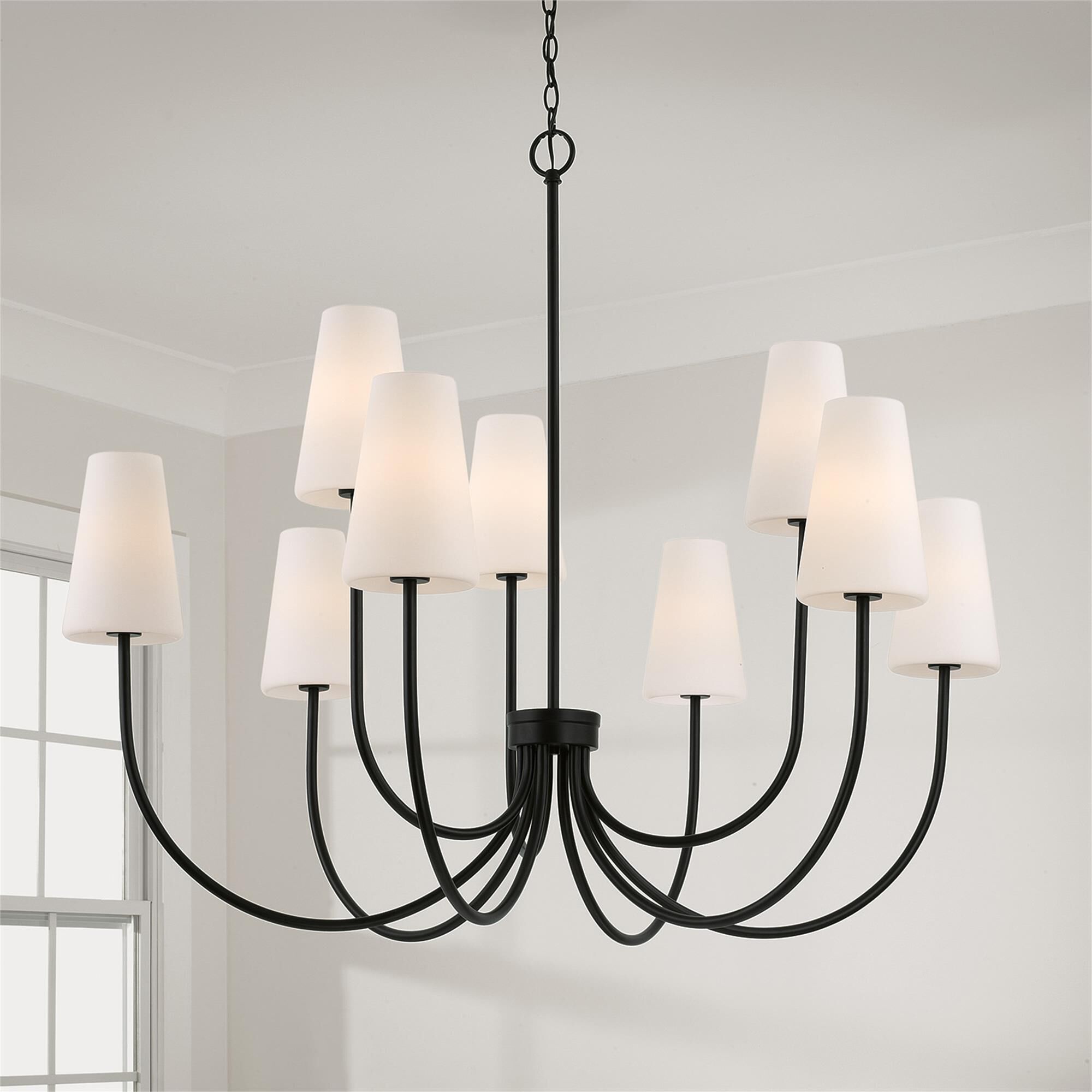 Shown in Matte Black finish and Soft White glass