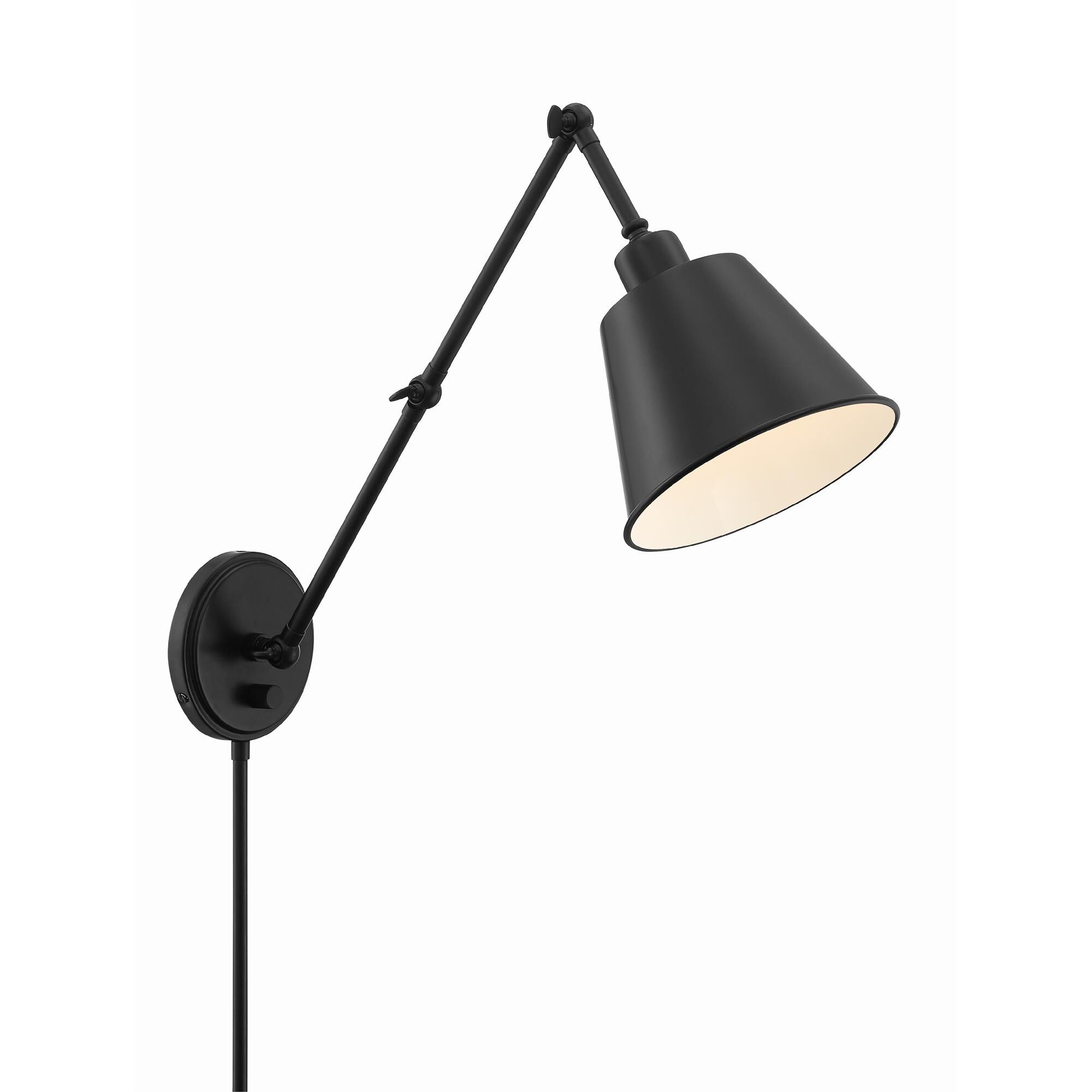 Shown in Matte Black finish and Steel glass and Steel shade