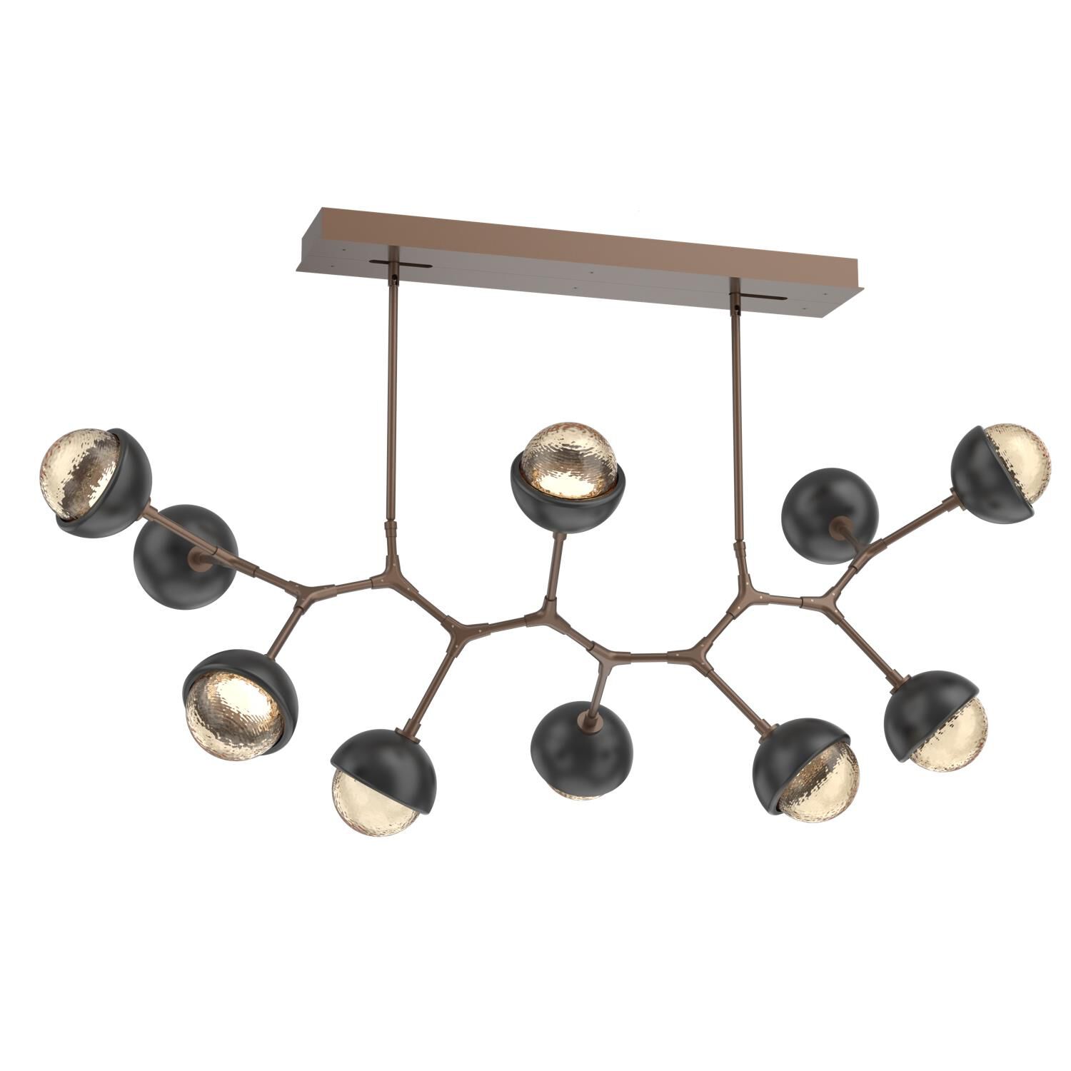 Shown in Burnished Bronze finish and Amber glass and Matte Black accent