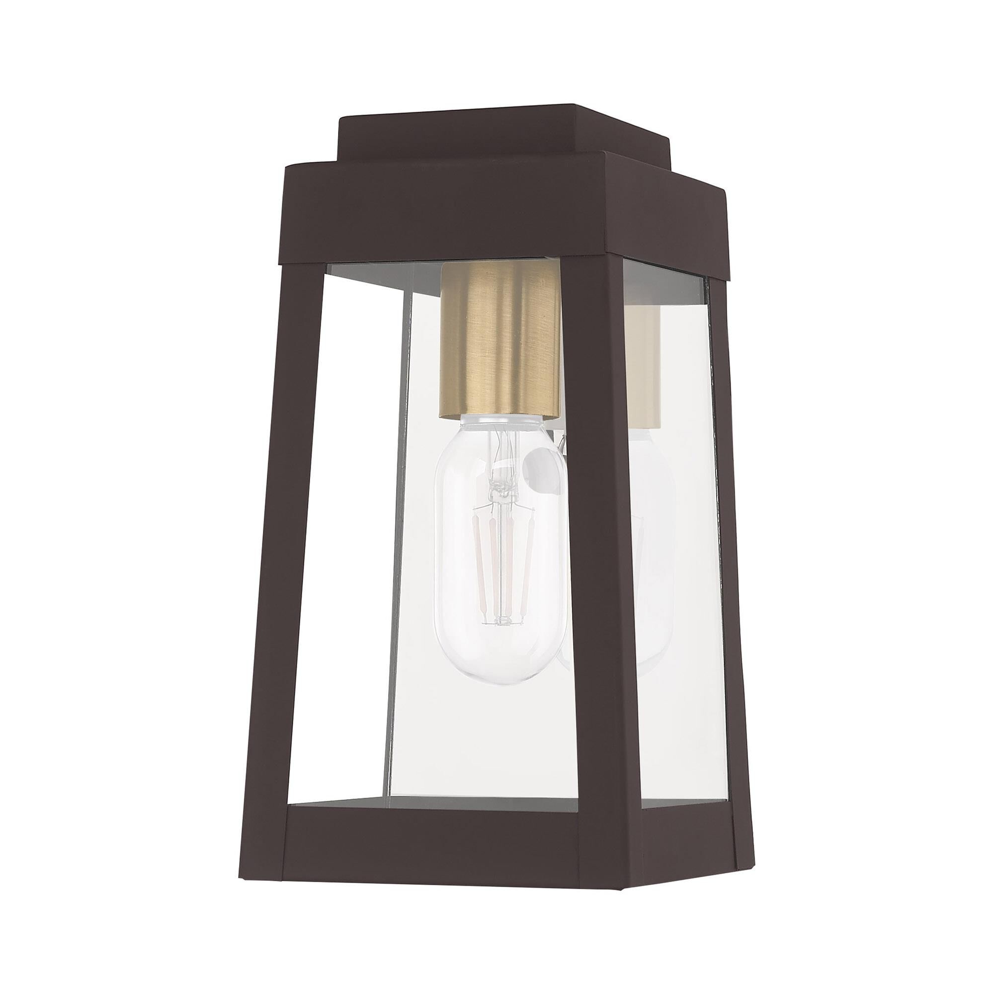 Shown in Bronze finish and Clear glass