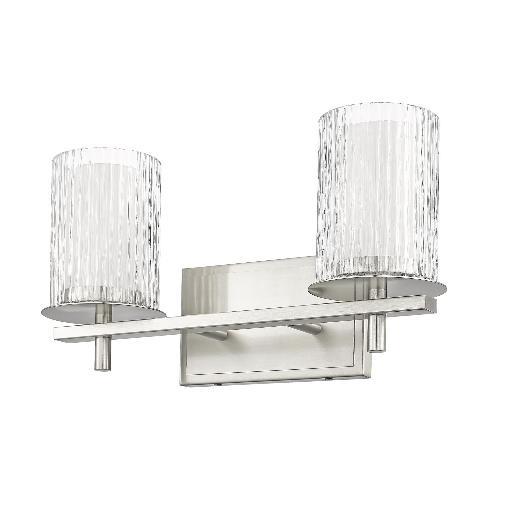 Shown in Brushed Nickel finish and Clear and Etched Opal glass