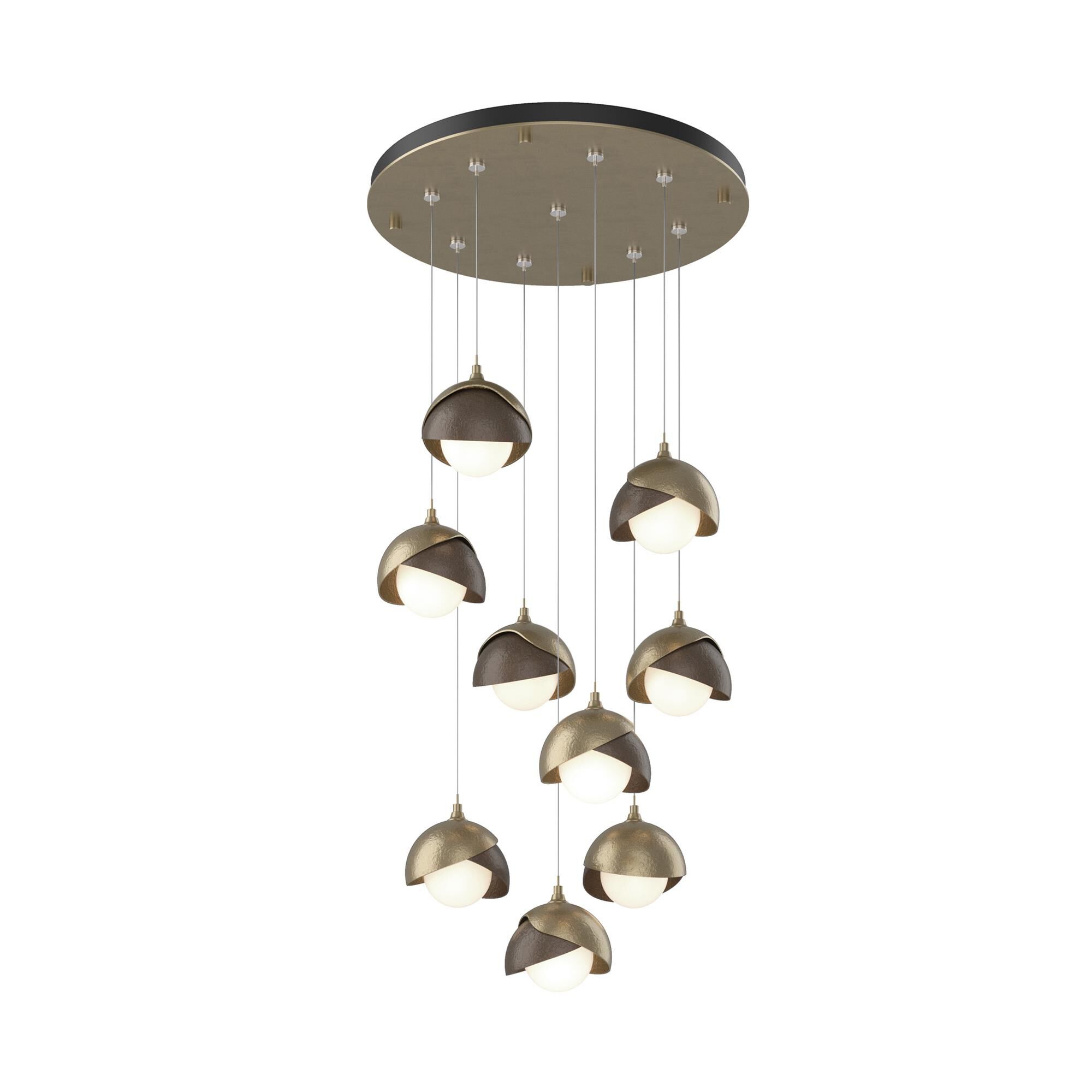 Shown in Soft Gold finish and Opal (Gg) glass and Bronze (05) accent