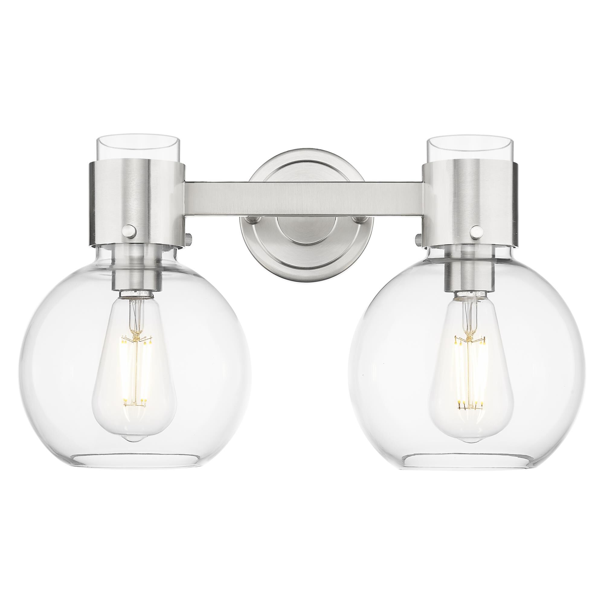 Shown in Satin Nickel finish and Clear glass