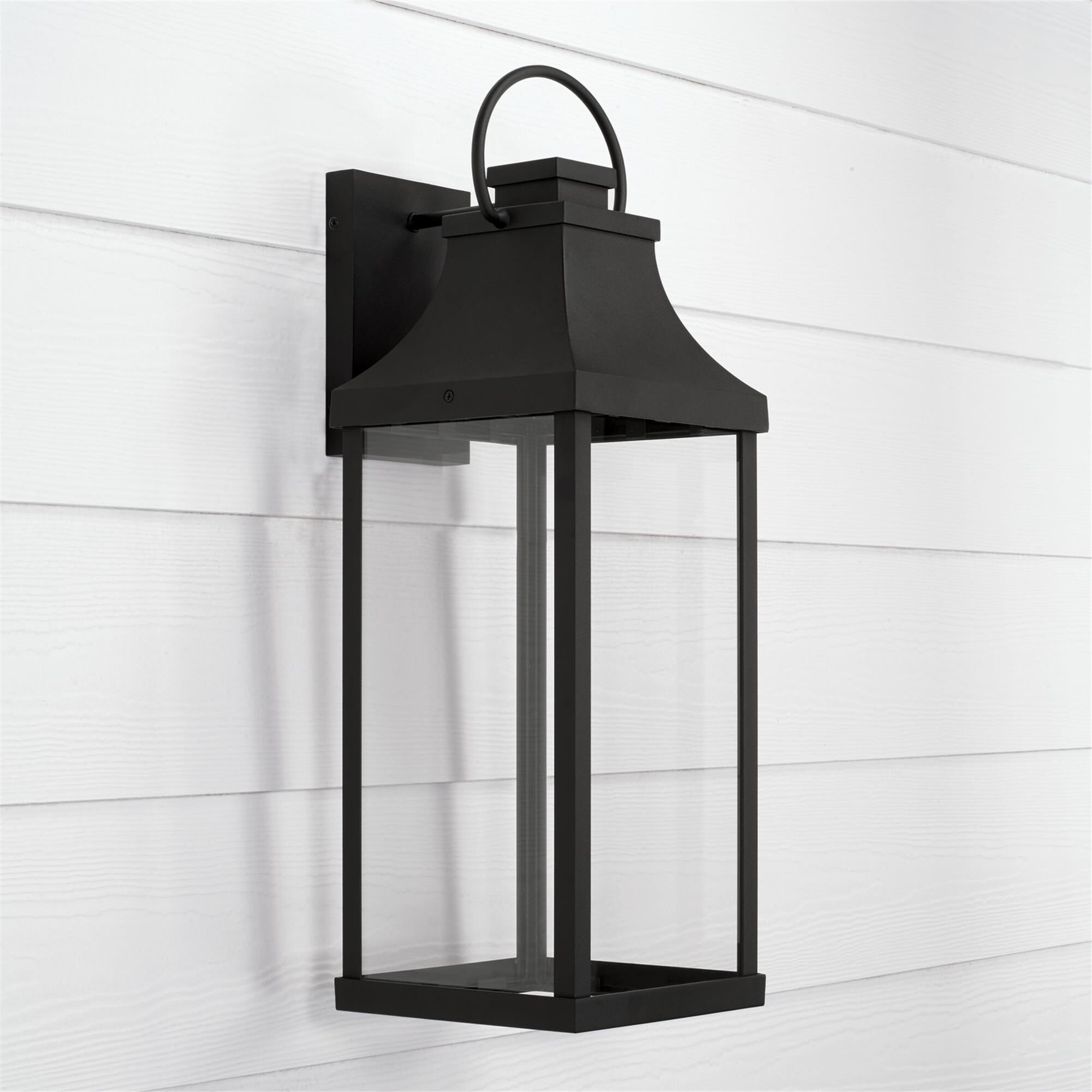 Shown in Black finish and Clear glass