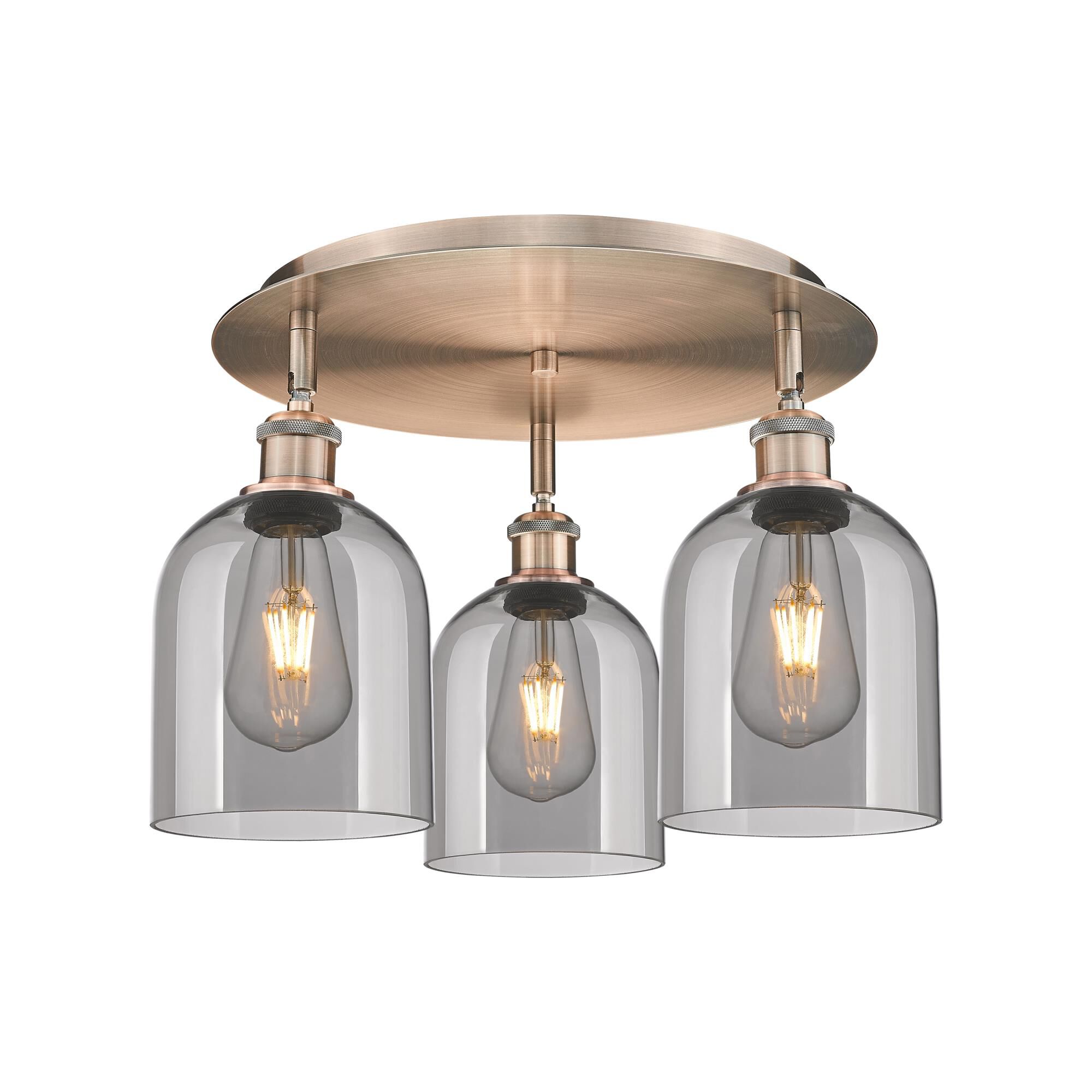 Shown in Antique Copper finish and Light Smoke glass