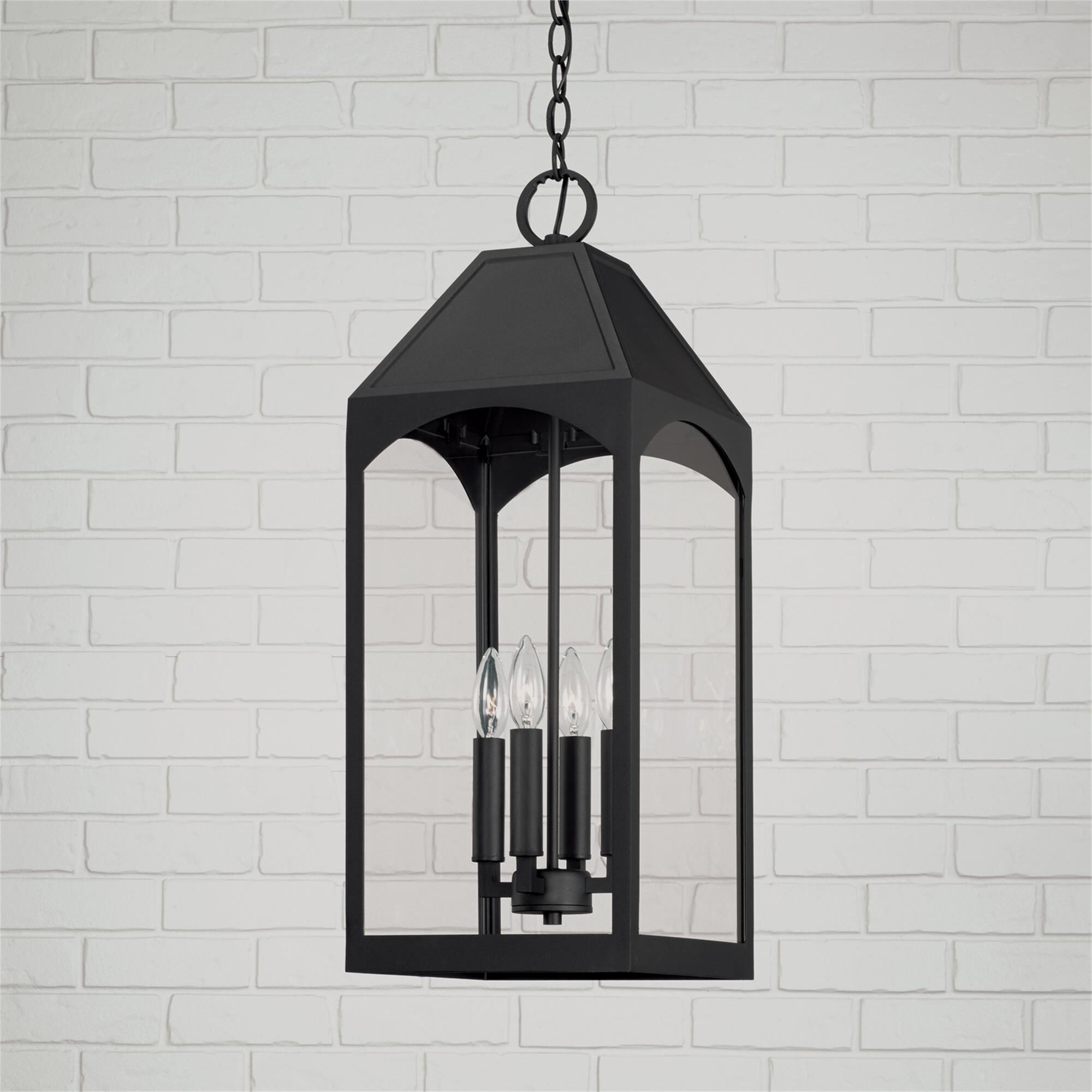 Shown in Black finish and Clear glass