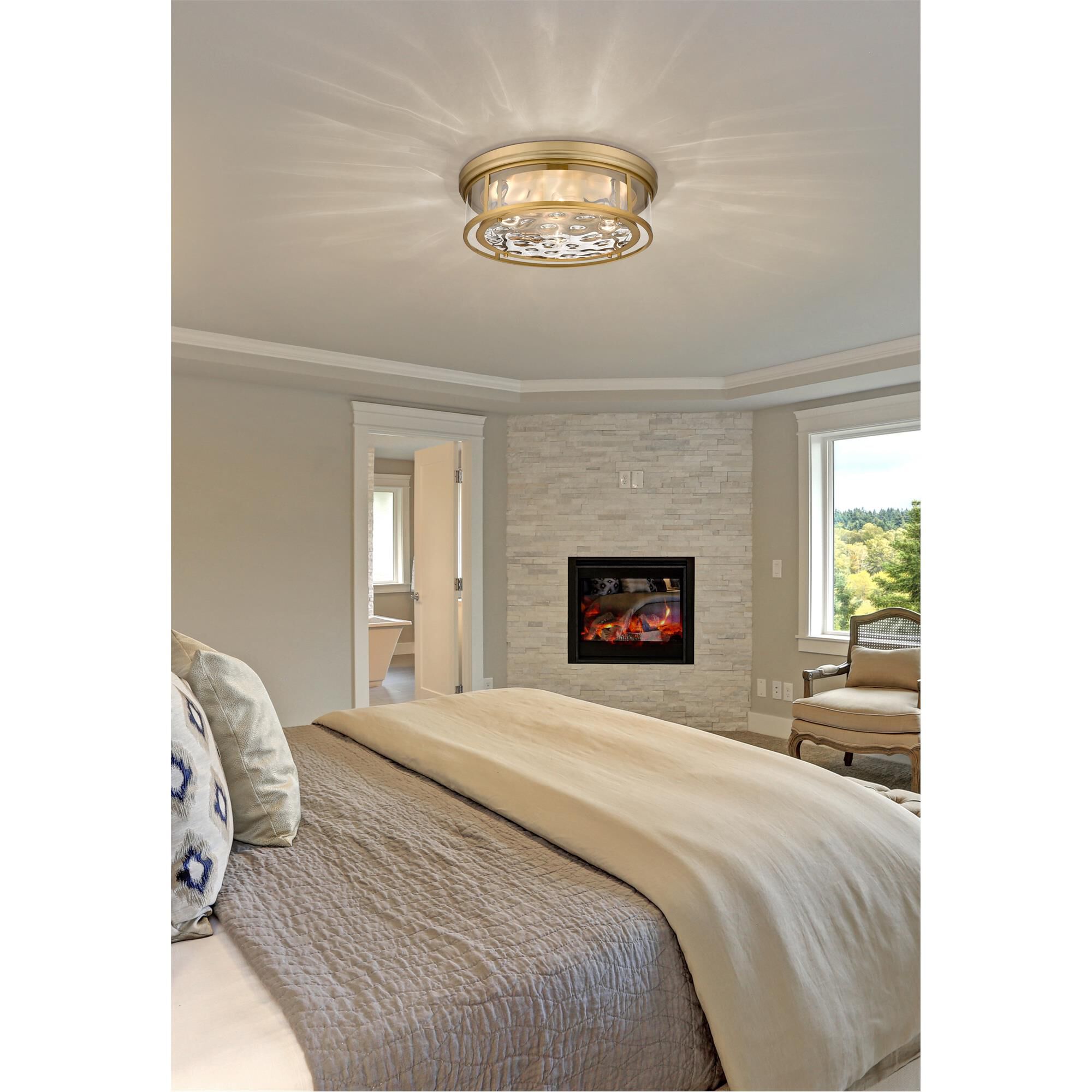 Shown in Olde Brass finish and Inner Clear Water and Outer Clear glass and No Shade shade