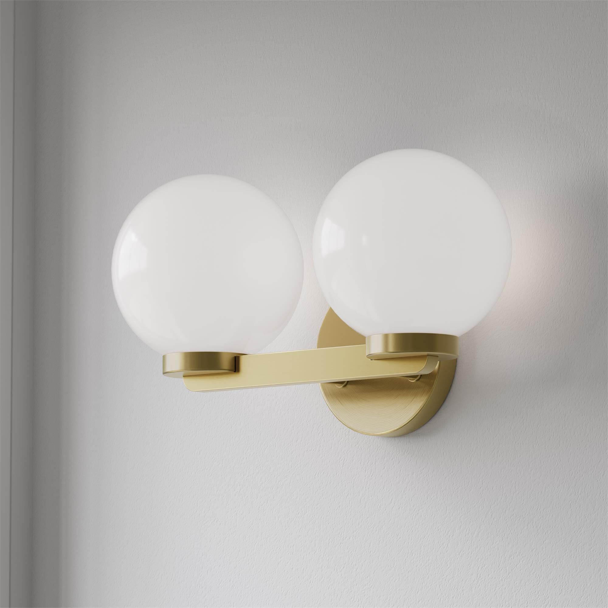 Shown in Vintage Brass finish and Shiny Opal glass