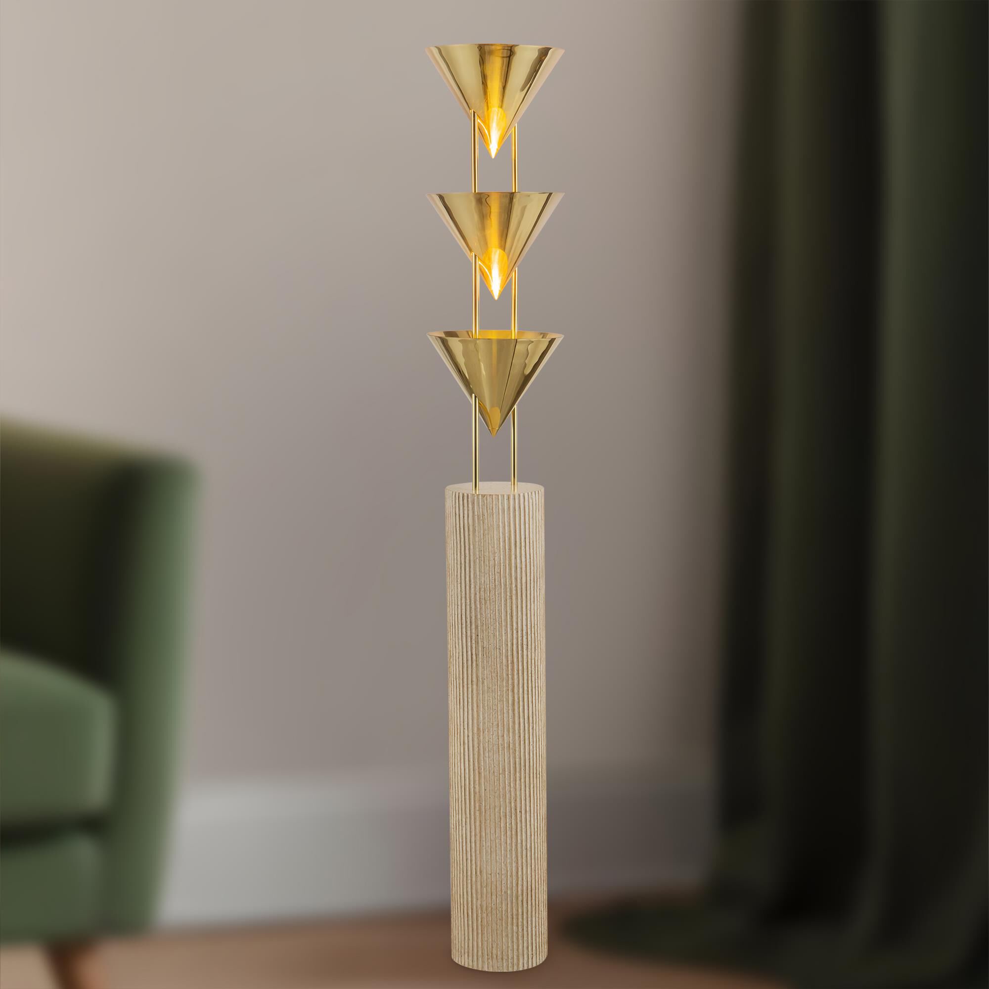 Shown in Patina Brass finish and Brass shade