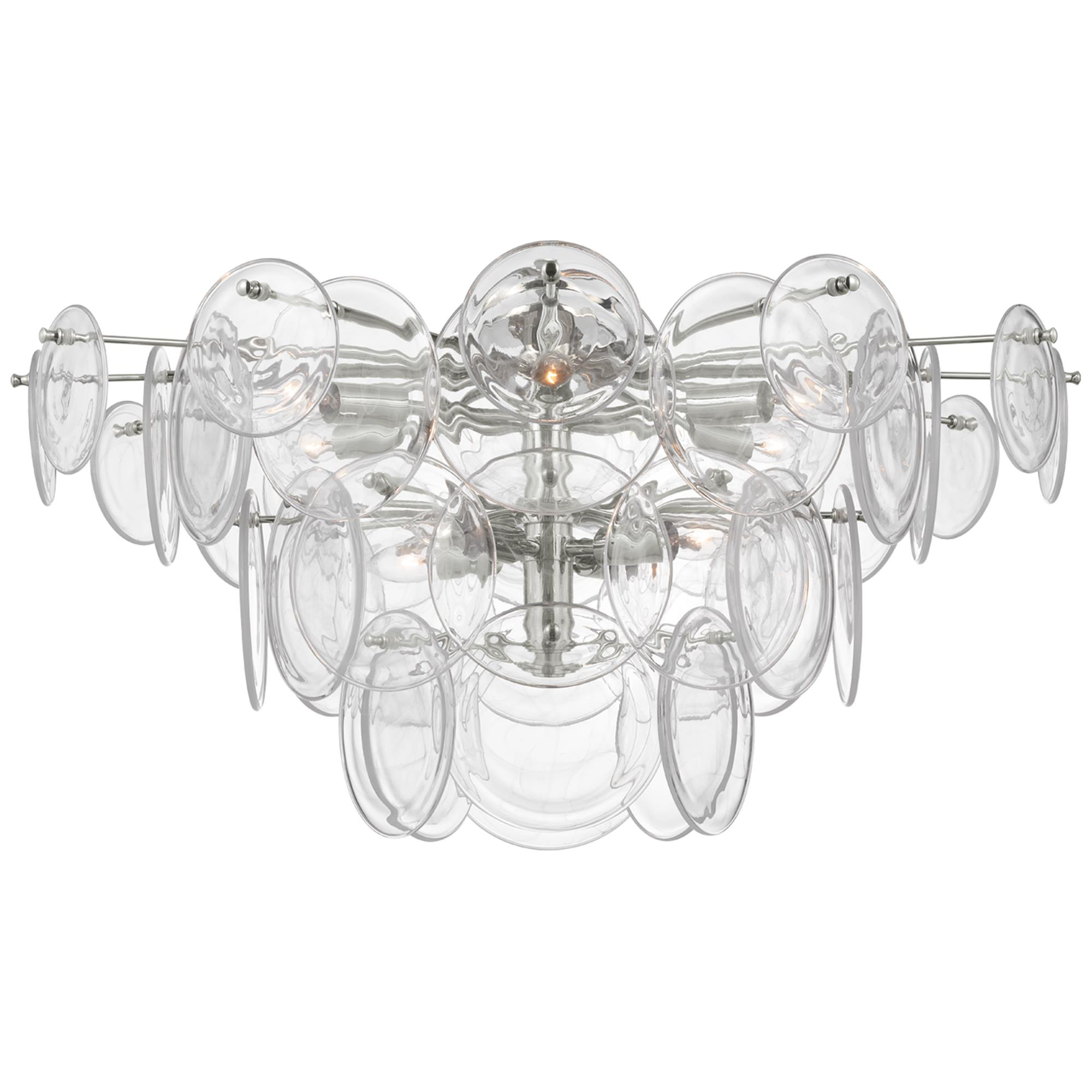 Shown in Polished Nickel finish and Clear Strie glass