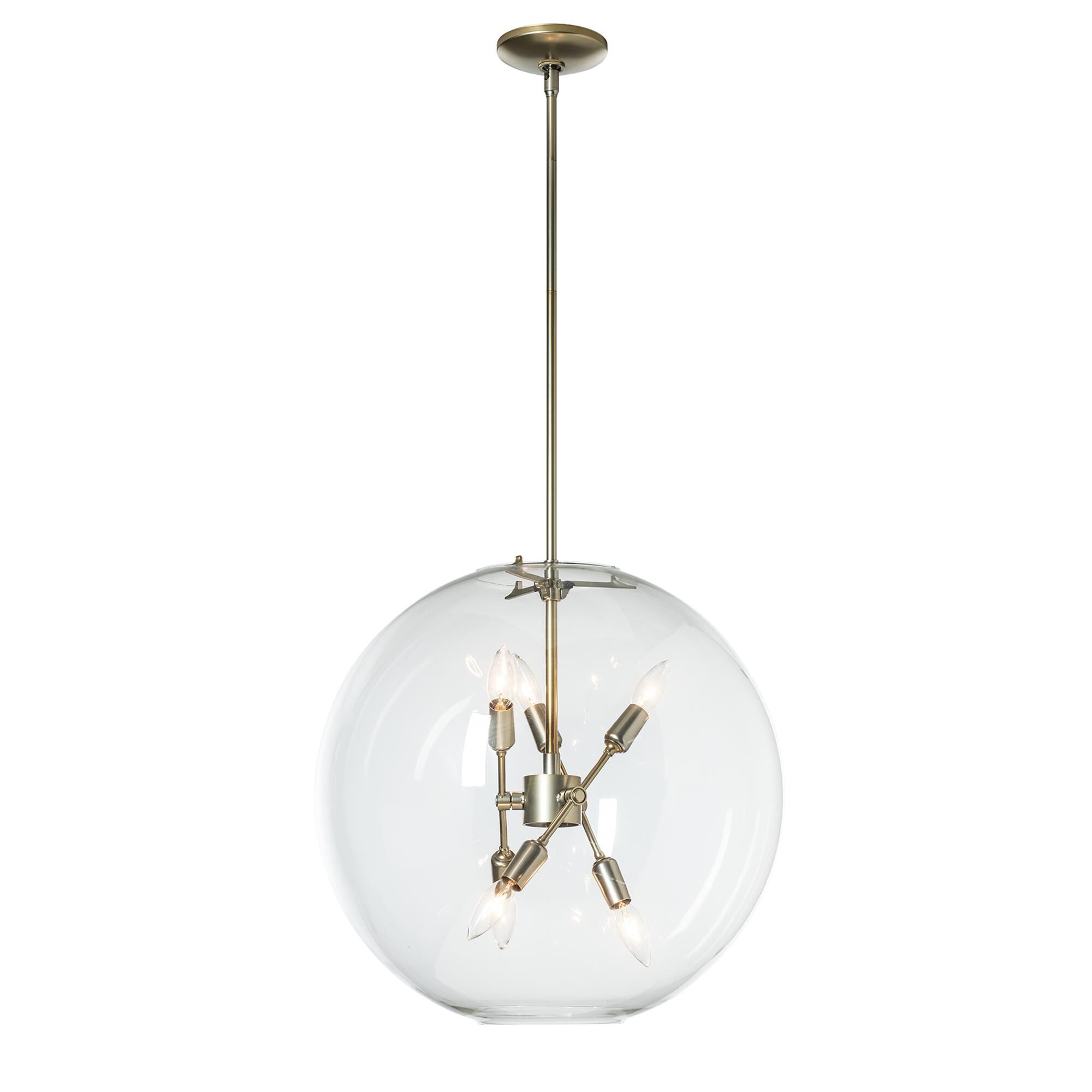 Shown in Modern Brass finish and Clear glass