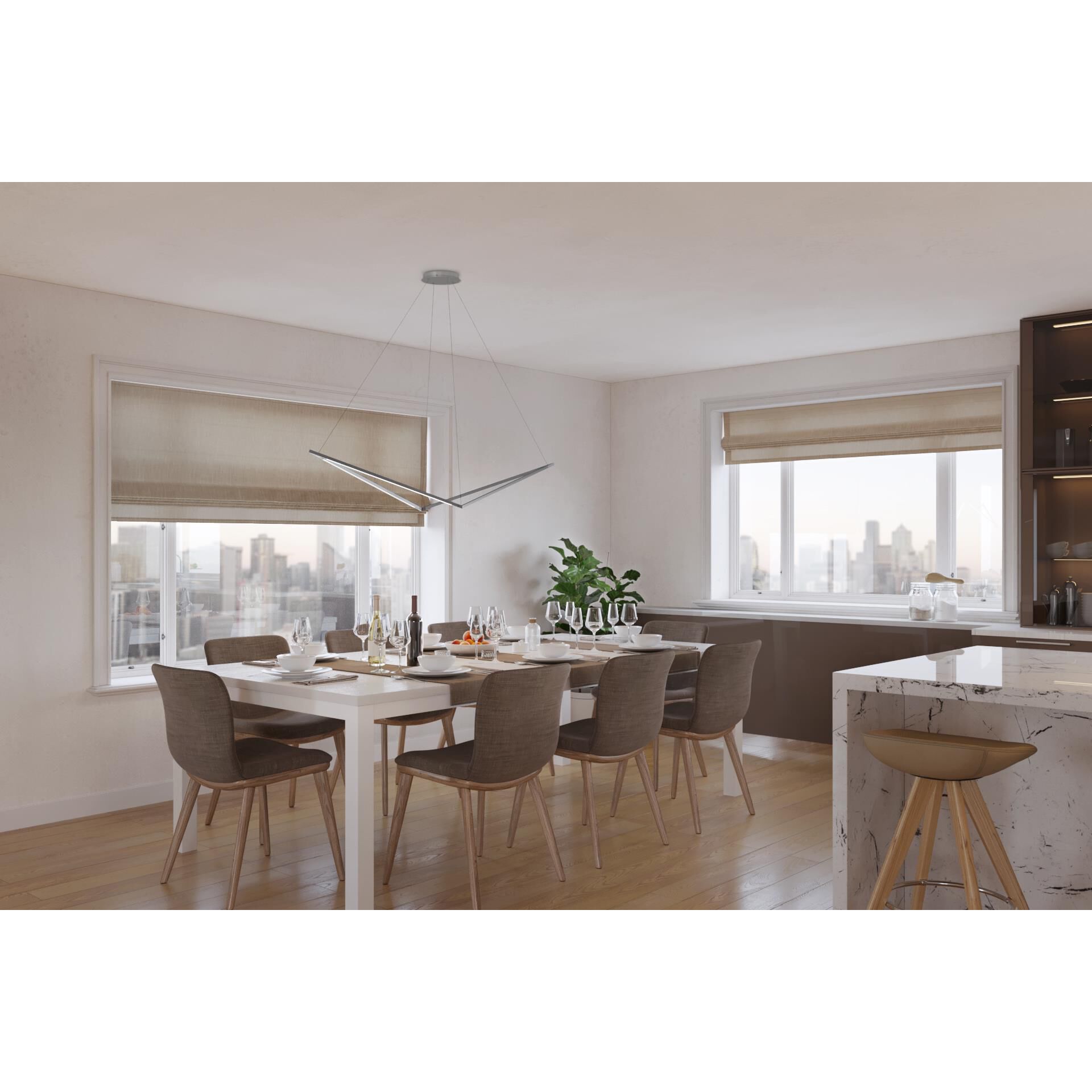 Kenneth Ng, Edmund Ng Z-Bar Pendant 48 Inch LED Large Pendant by Koncept