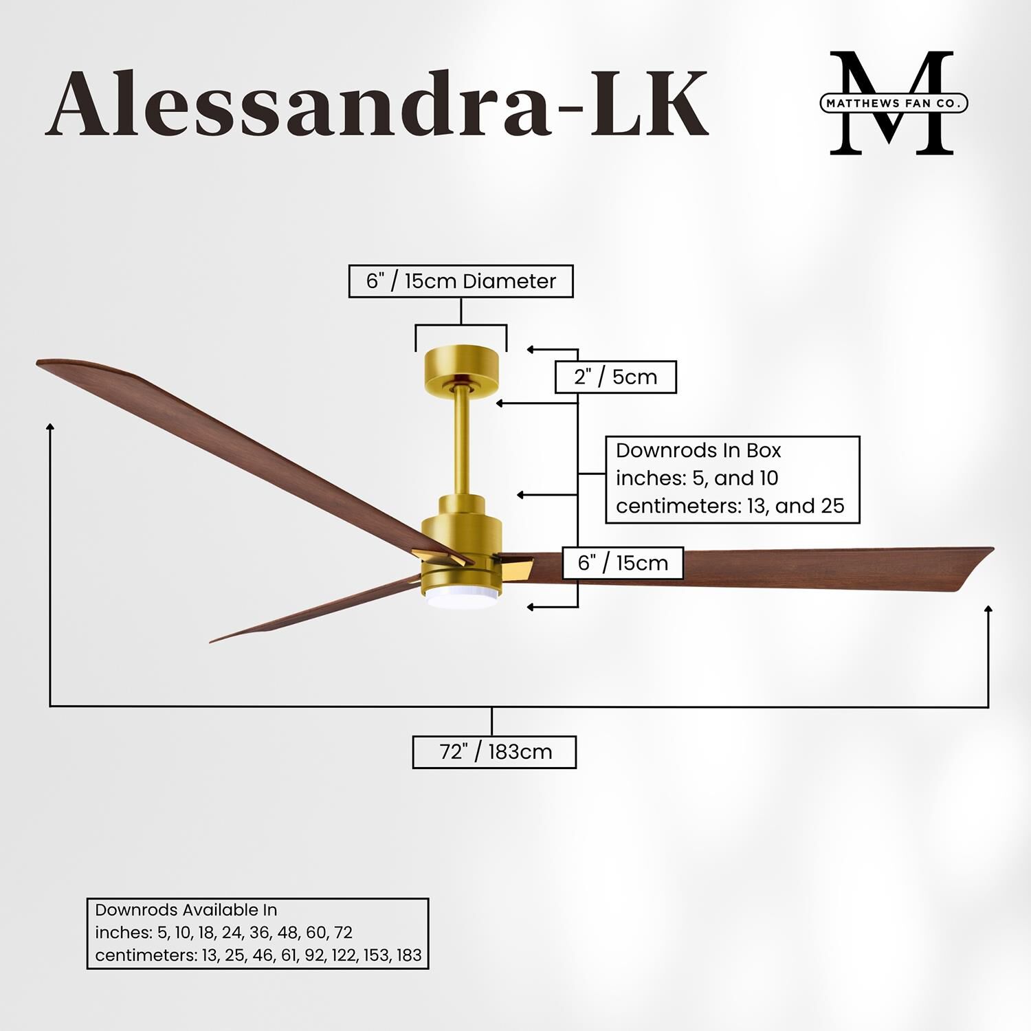 Alessandra 72 Inch Ceiling Fan by Matthews Fan Company