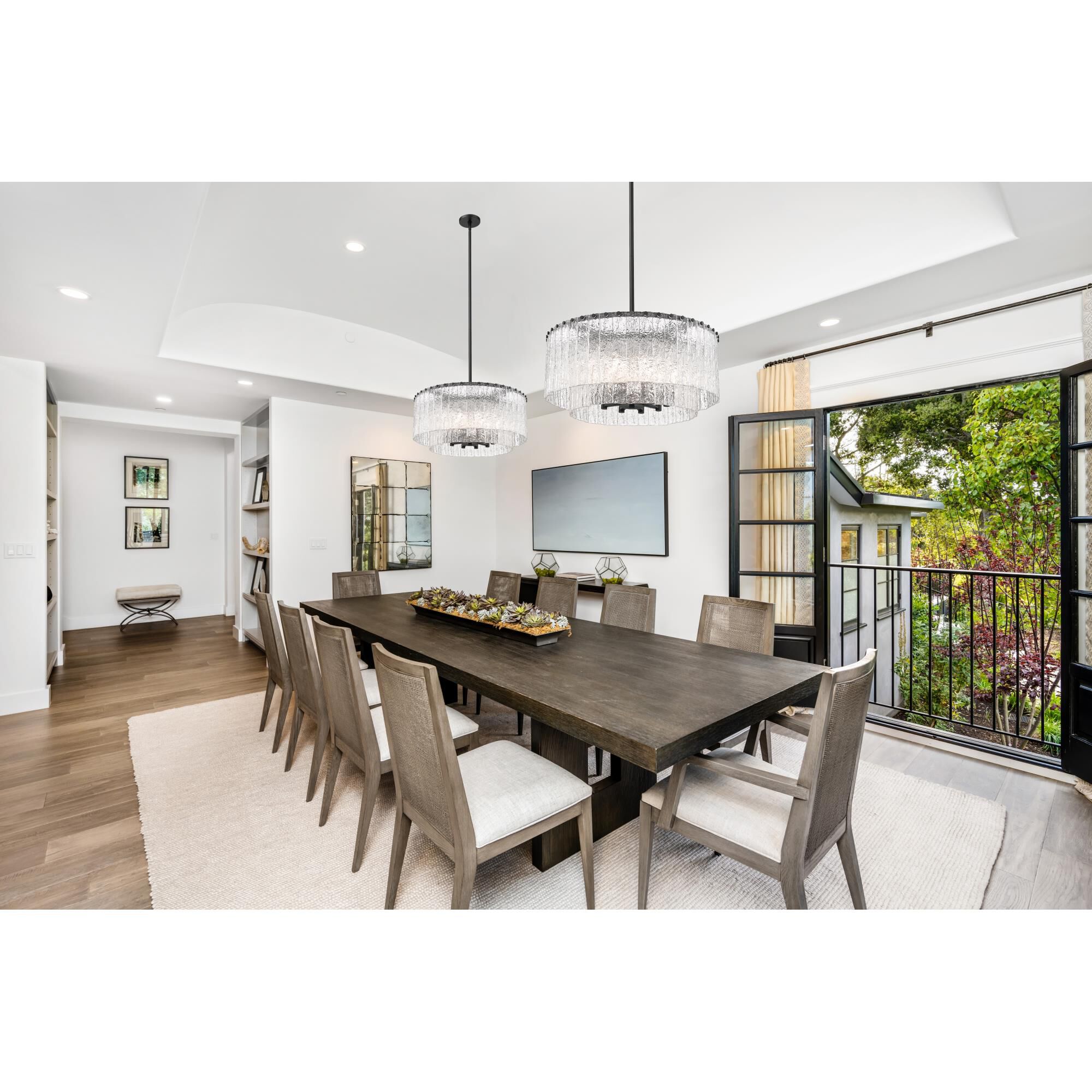 Shown in Matte Black finish and Clear glass and Clear shade