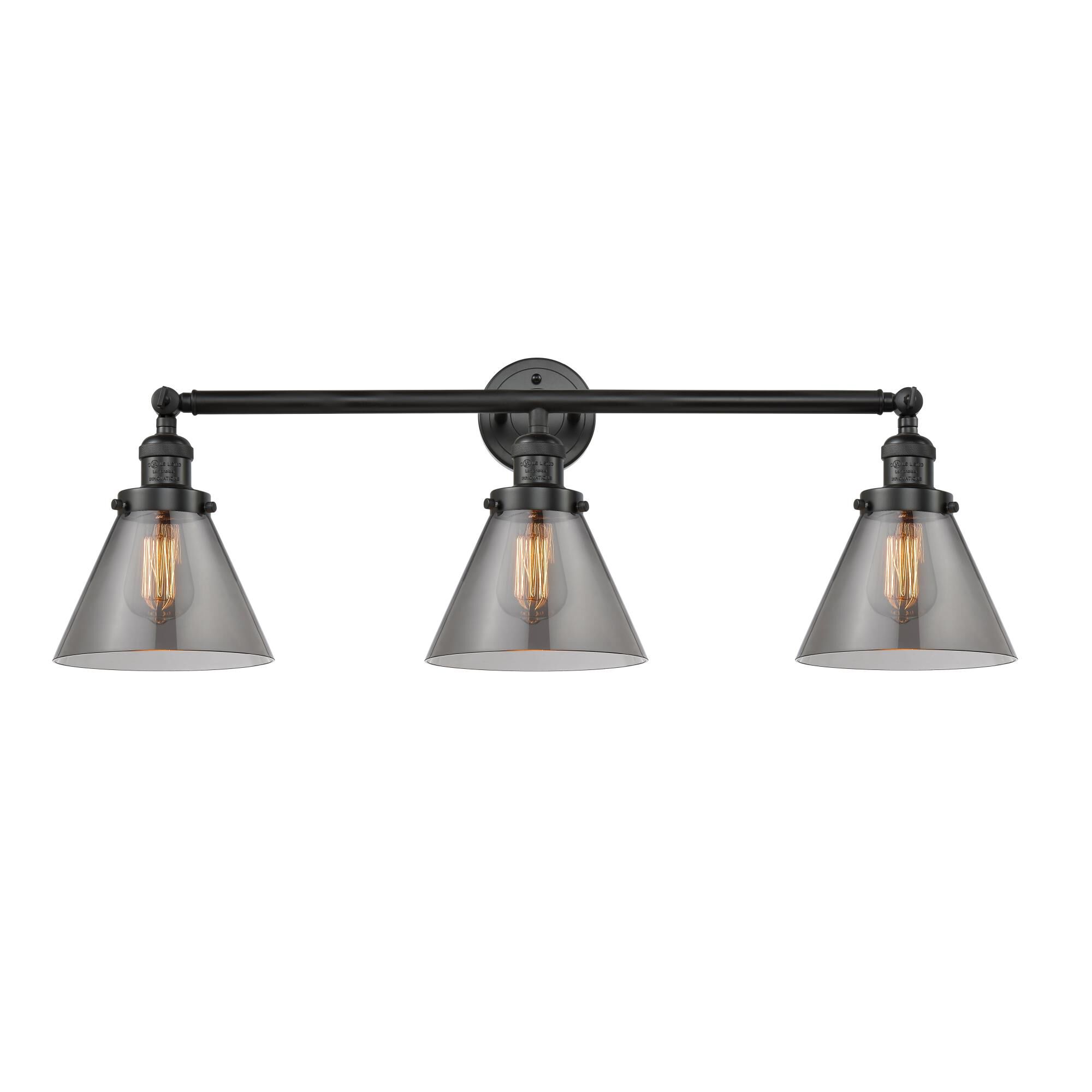 Bruno Marashlian Large Cone 32 Inch 3 Light Bath Vanity Light by Innovations Lighting